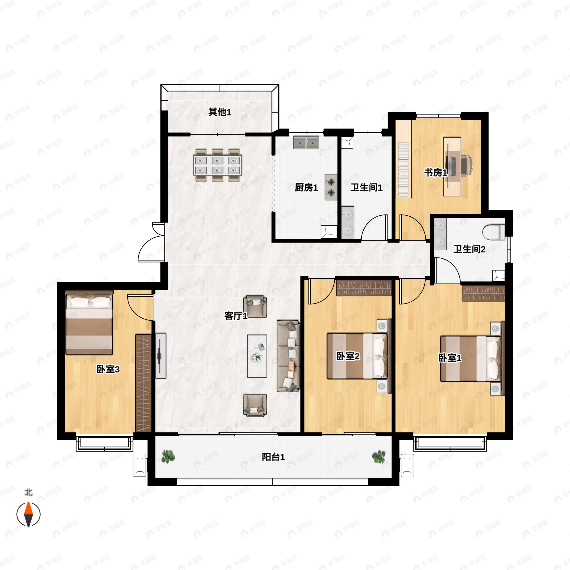 4室2厅2卫建面172平undefined户型图
