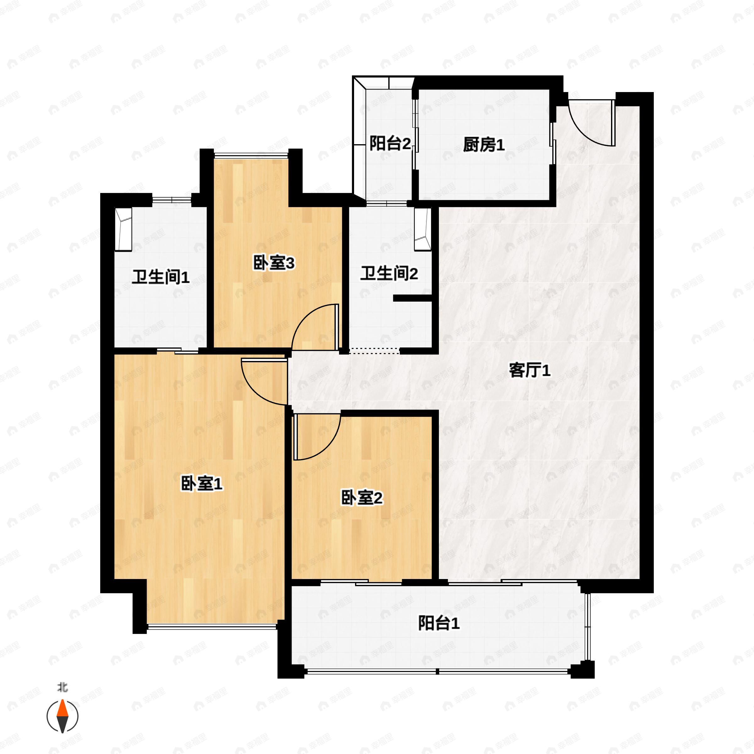 3室2厅2卫建面115平户型图