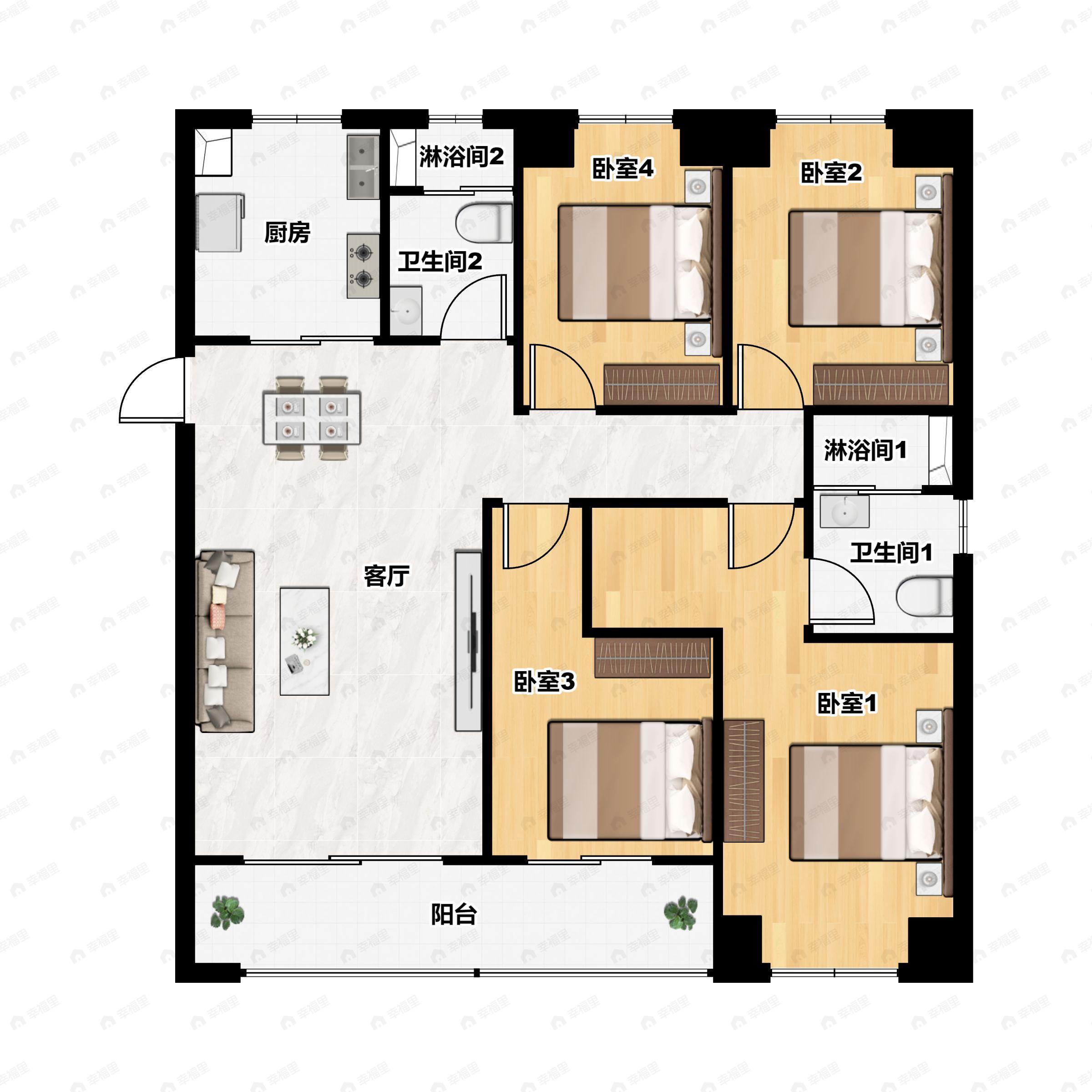 4室2厅2卫建面149平户型图