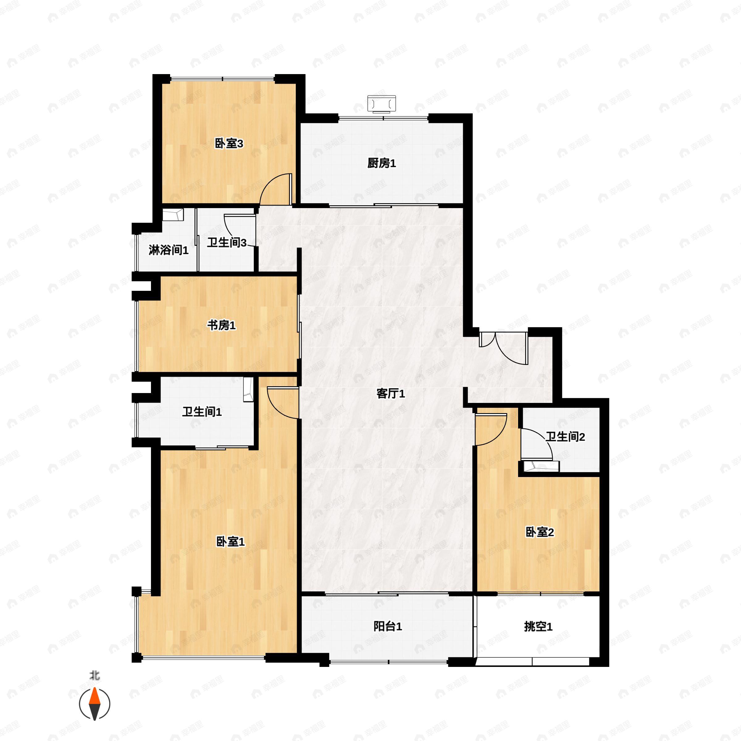 4室2厅3卫建面189平南户型图