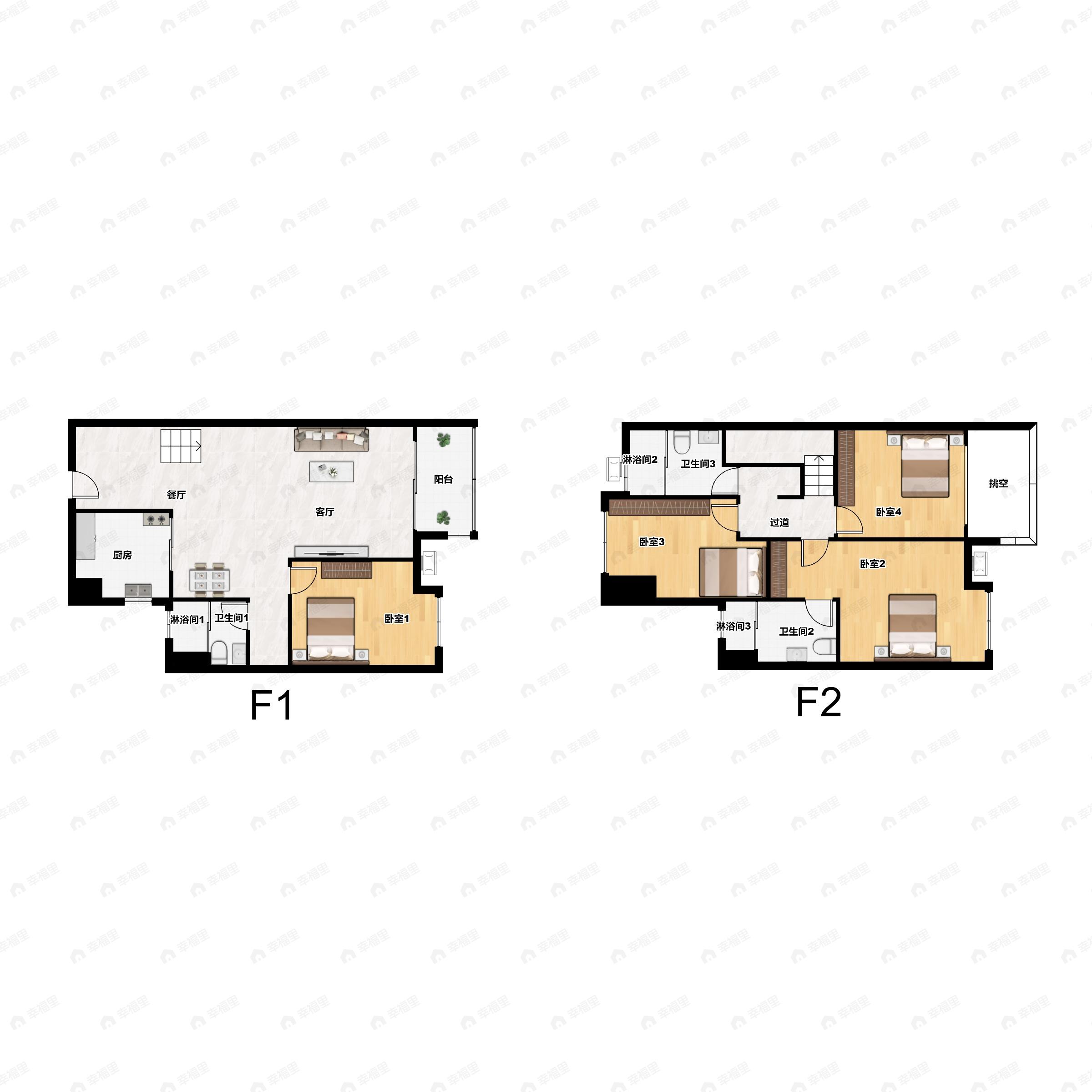 4室2厅3卫建面115平南户型图