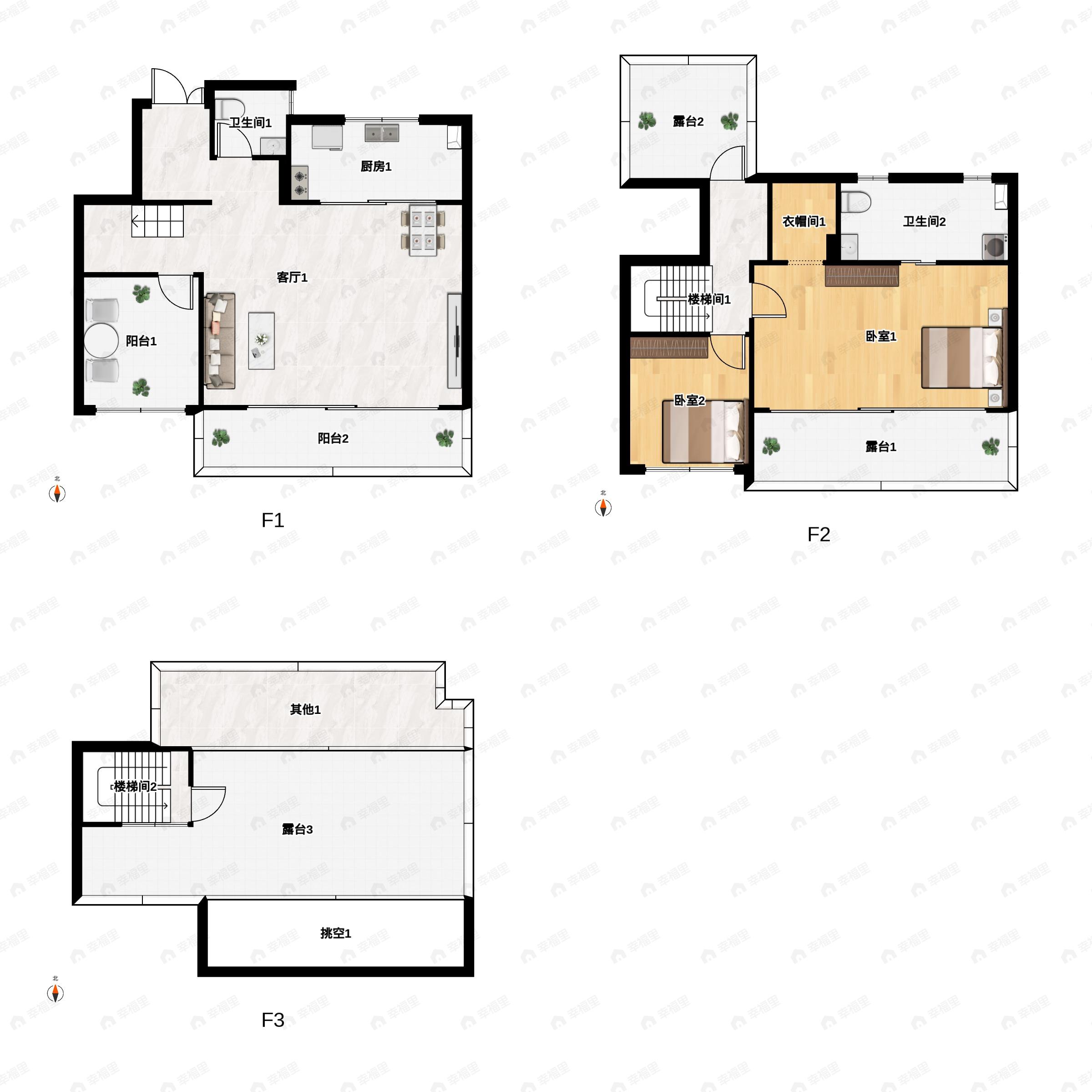 世纪金源紫檀南长里3室2厅2卫户型图