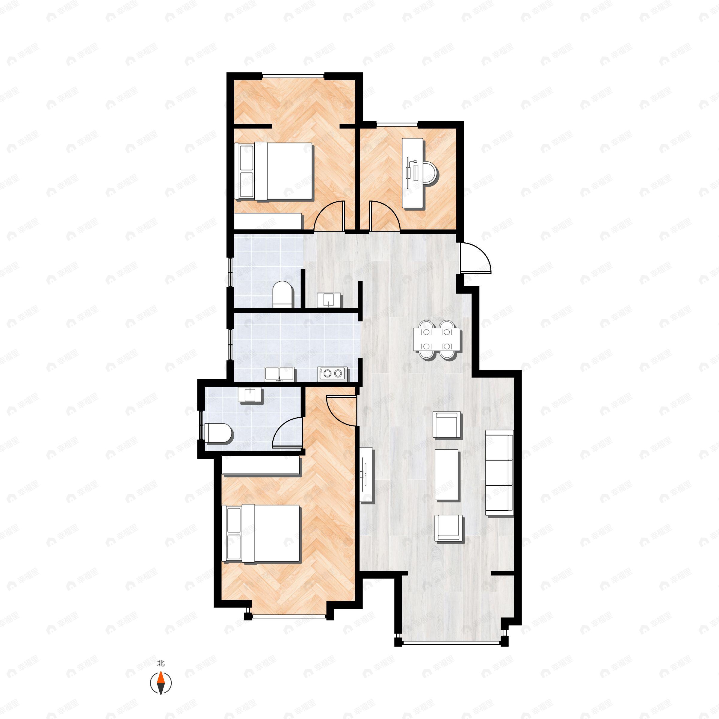3室2厅2卫建面93平户型图
