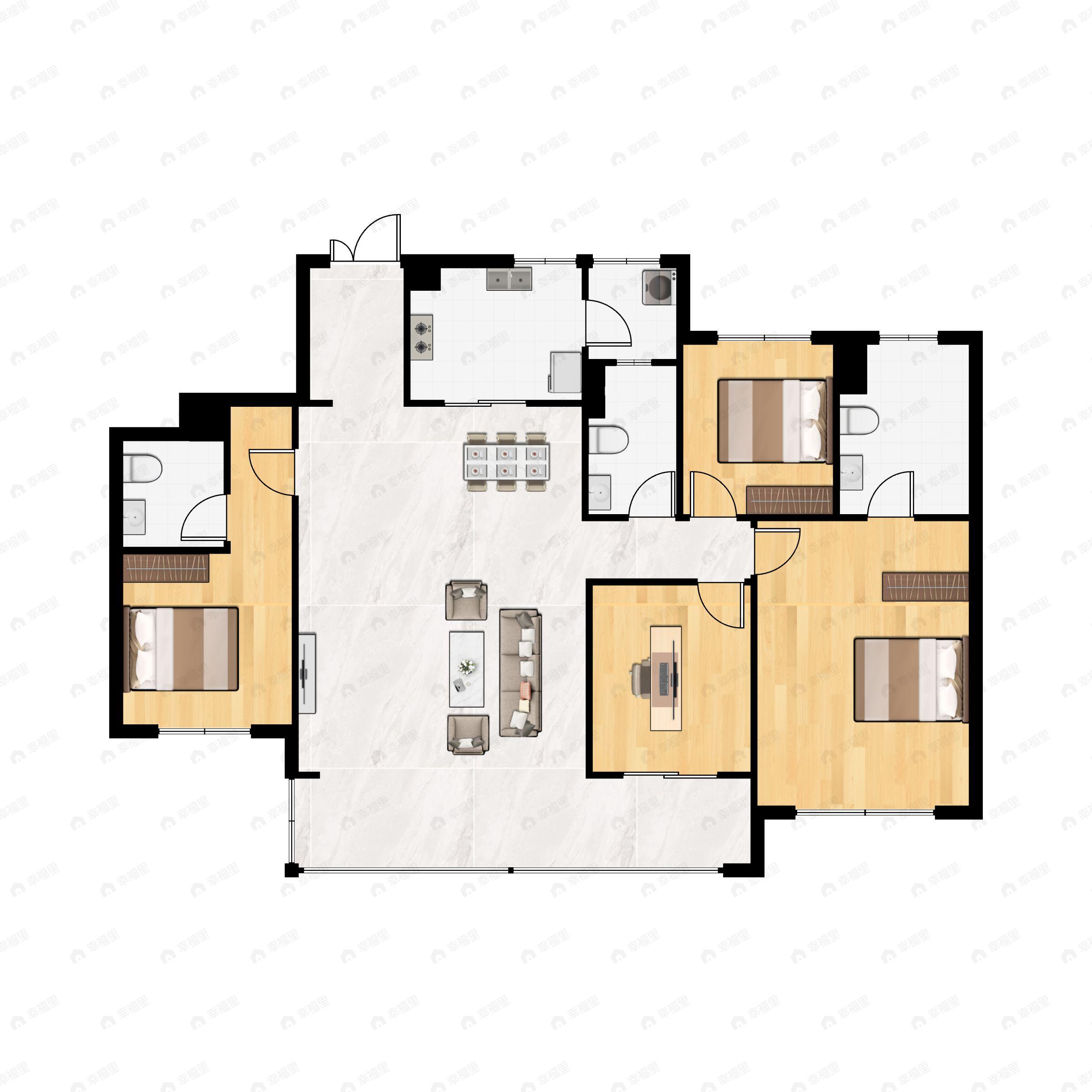 4室2厅3卫建面175平户型图
