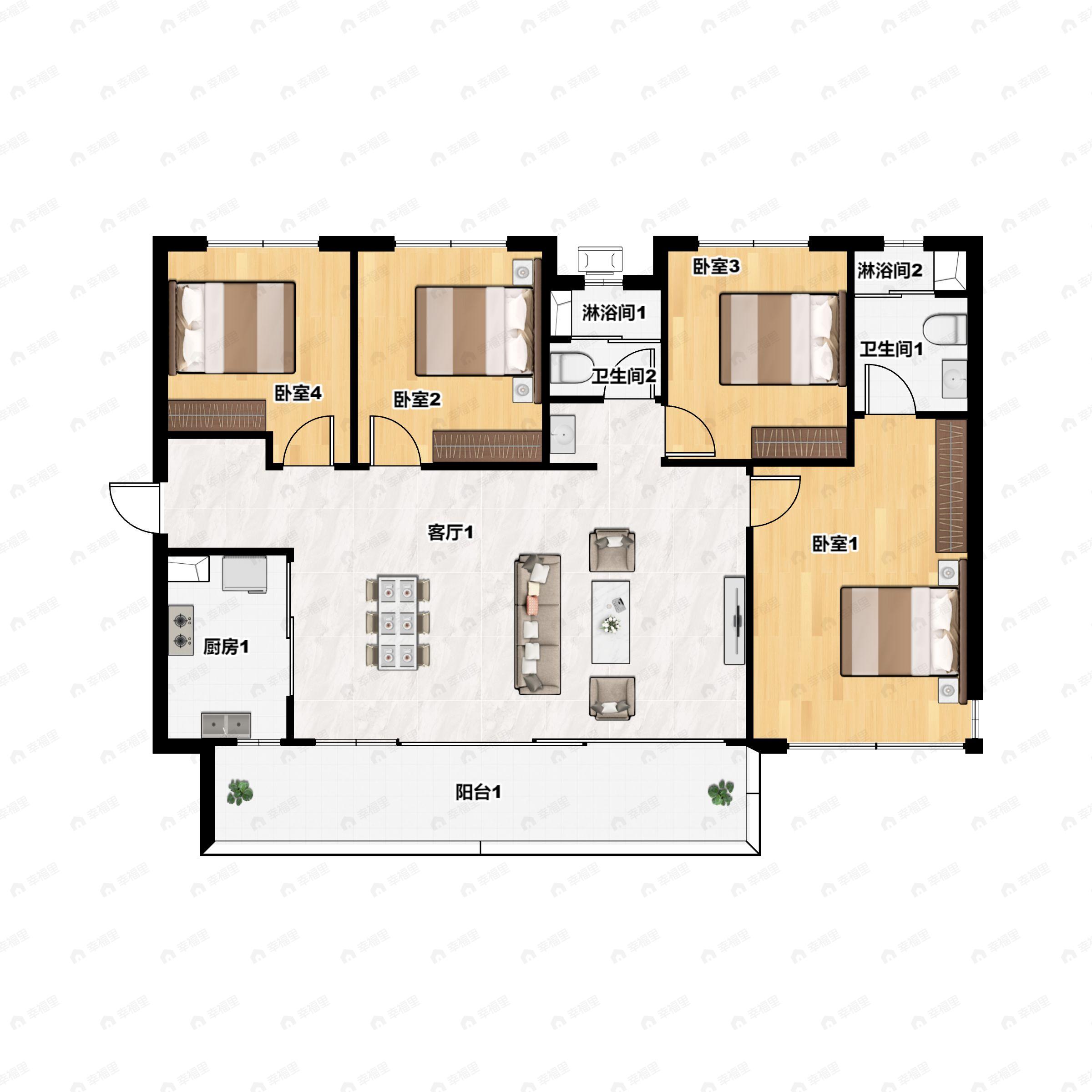 保利椿实九里和颂4室2厅2卫户型图