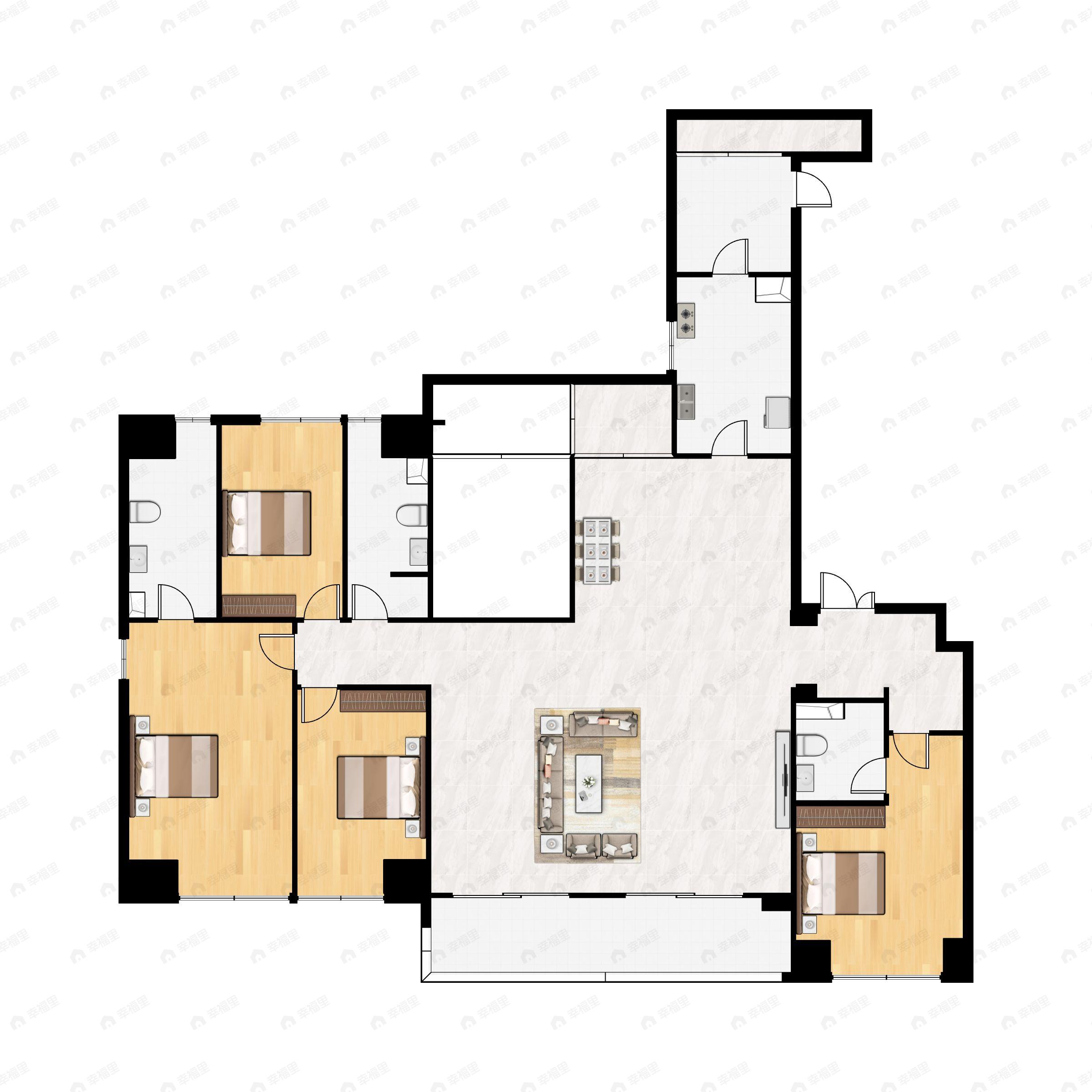 4室3厅3卫建面238平户型图