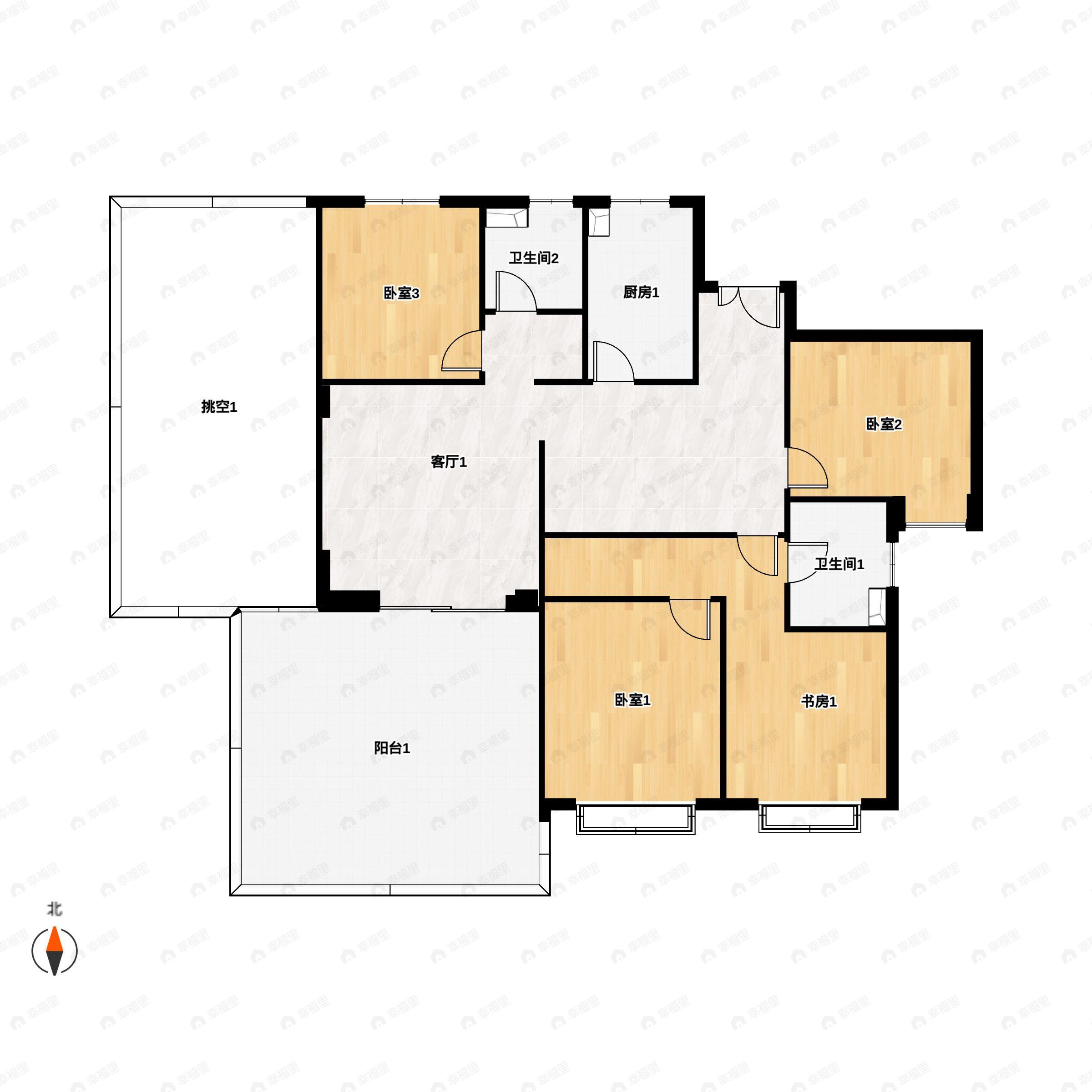 4室2厅2卫建面185平南|北户型图