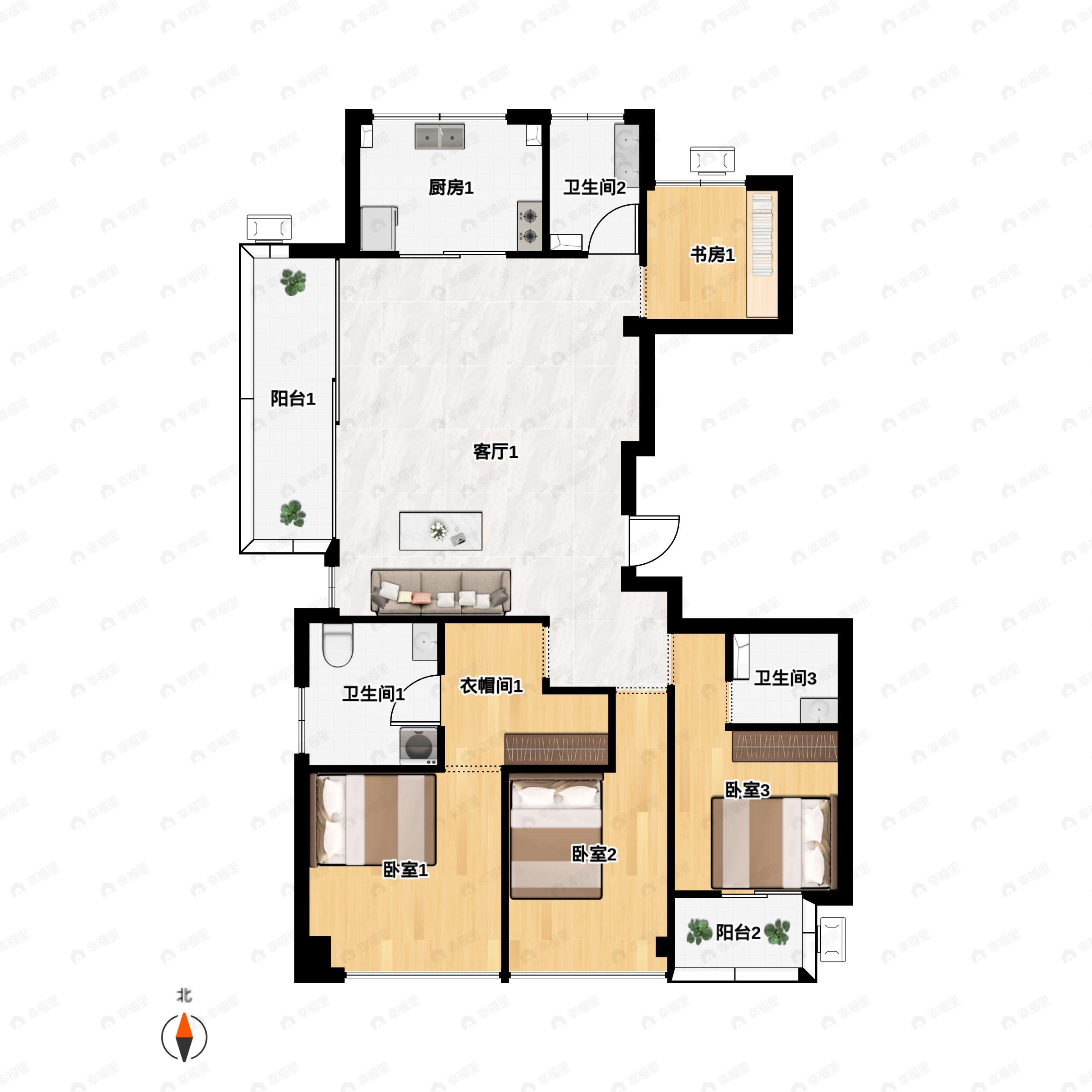 蓝城春风和院4室2厅3卫户型图