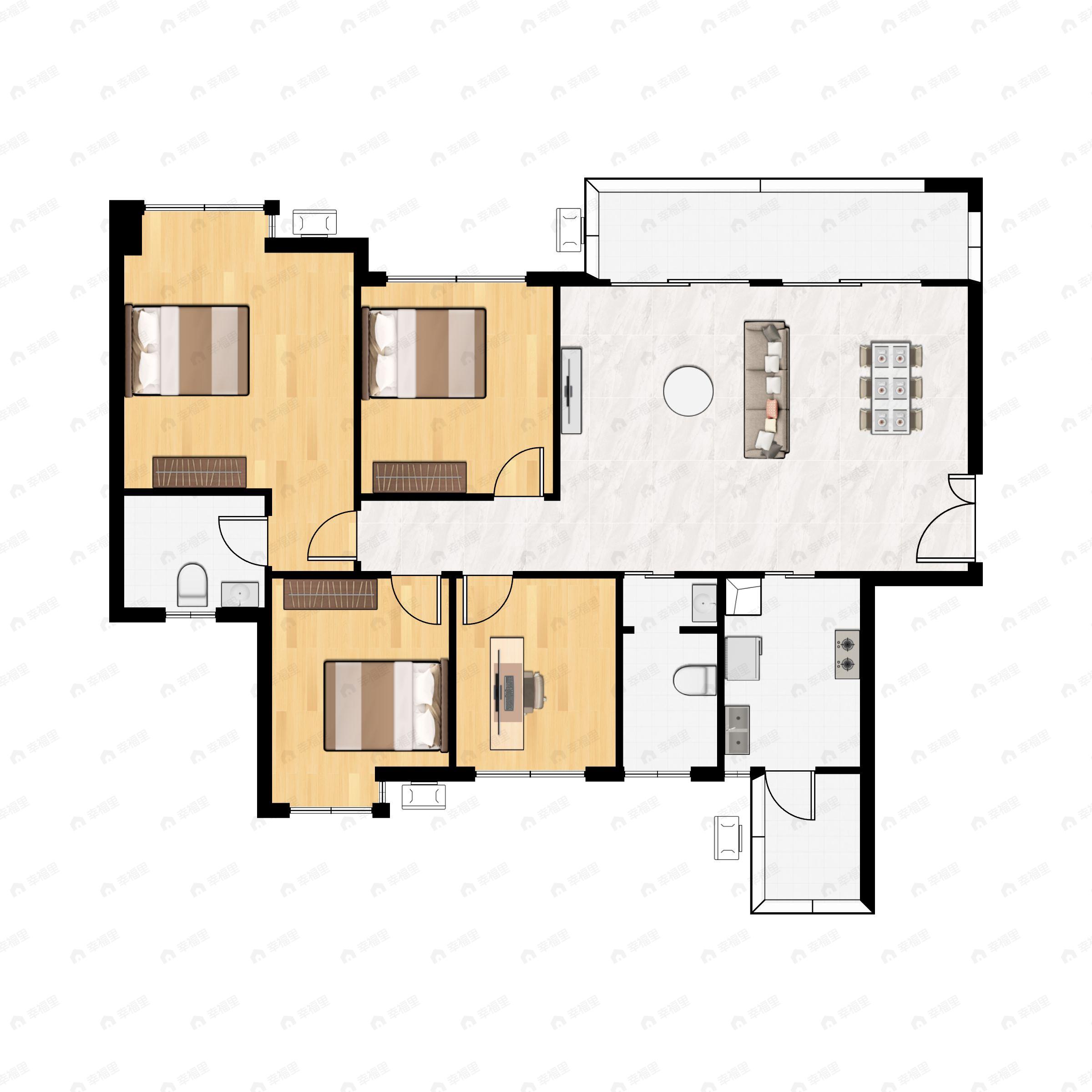 4室2厅2卫建面129平东南户型图