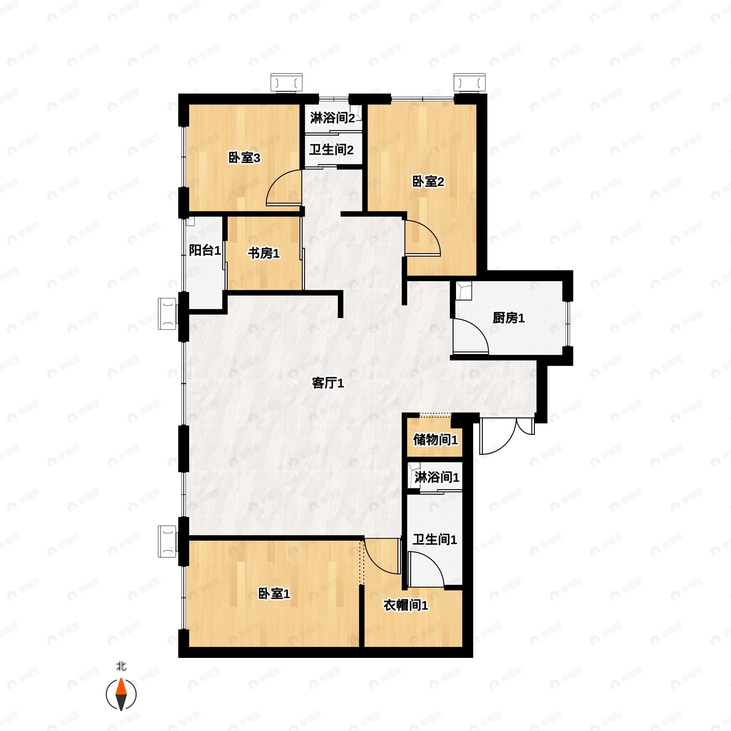 4室2厅2卫建面172平北|西户型图