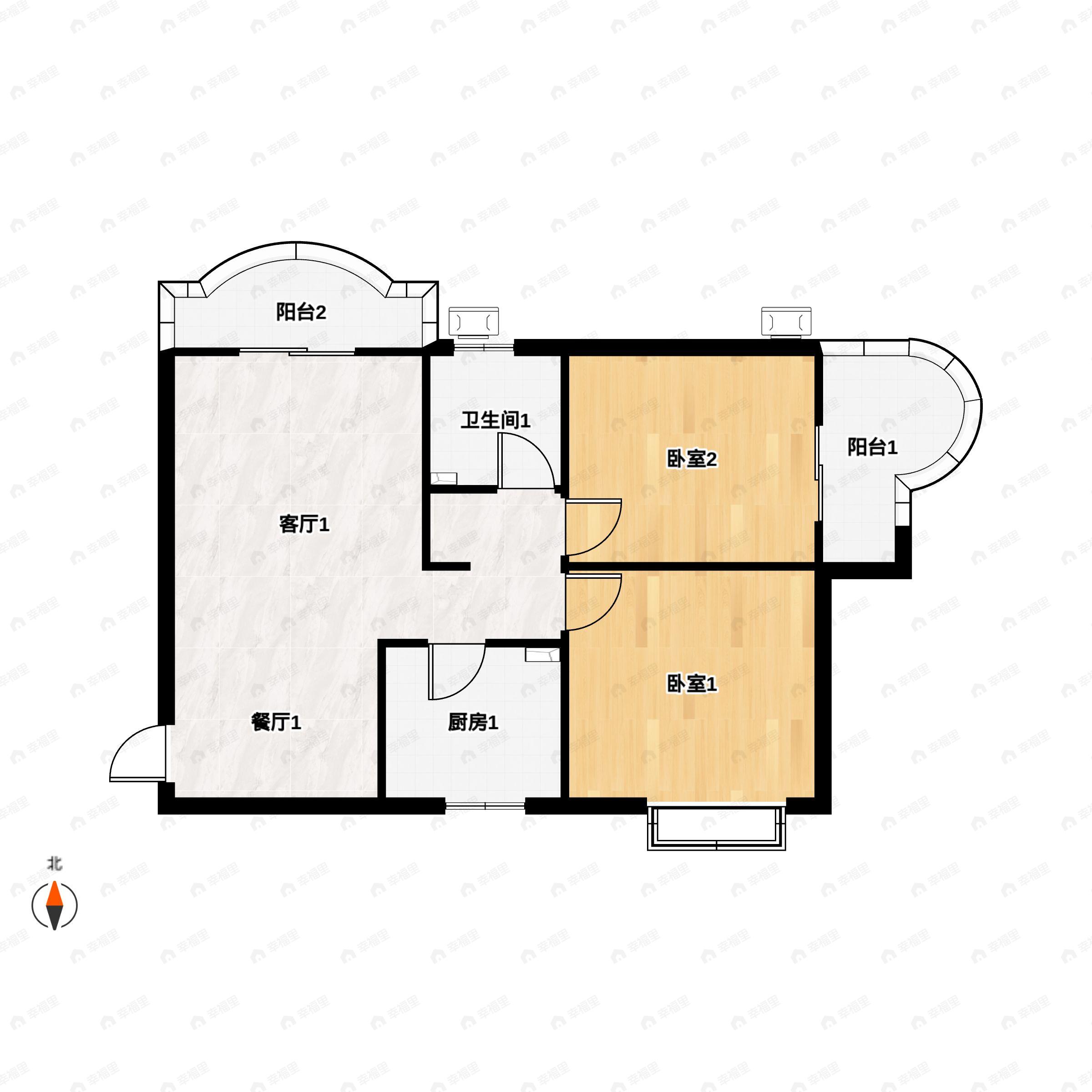 2室2厅1卫建面94平户型图