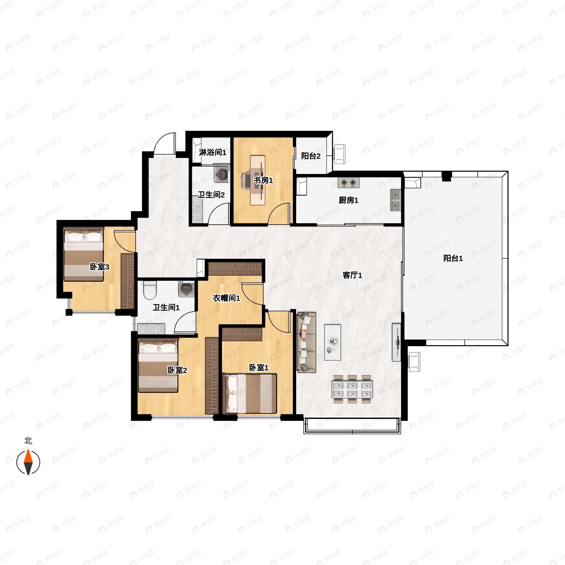4室2厅2卫建面140平户型图