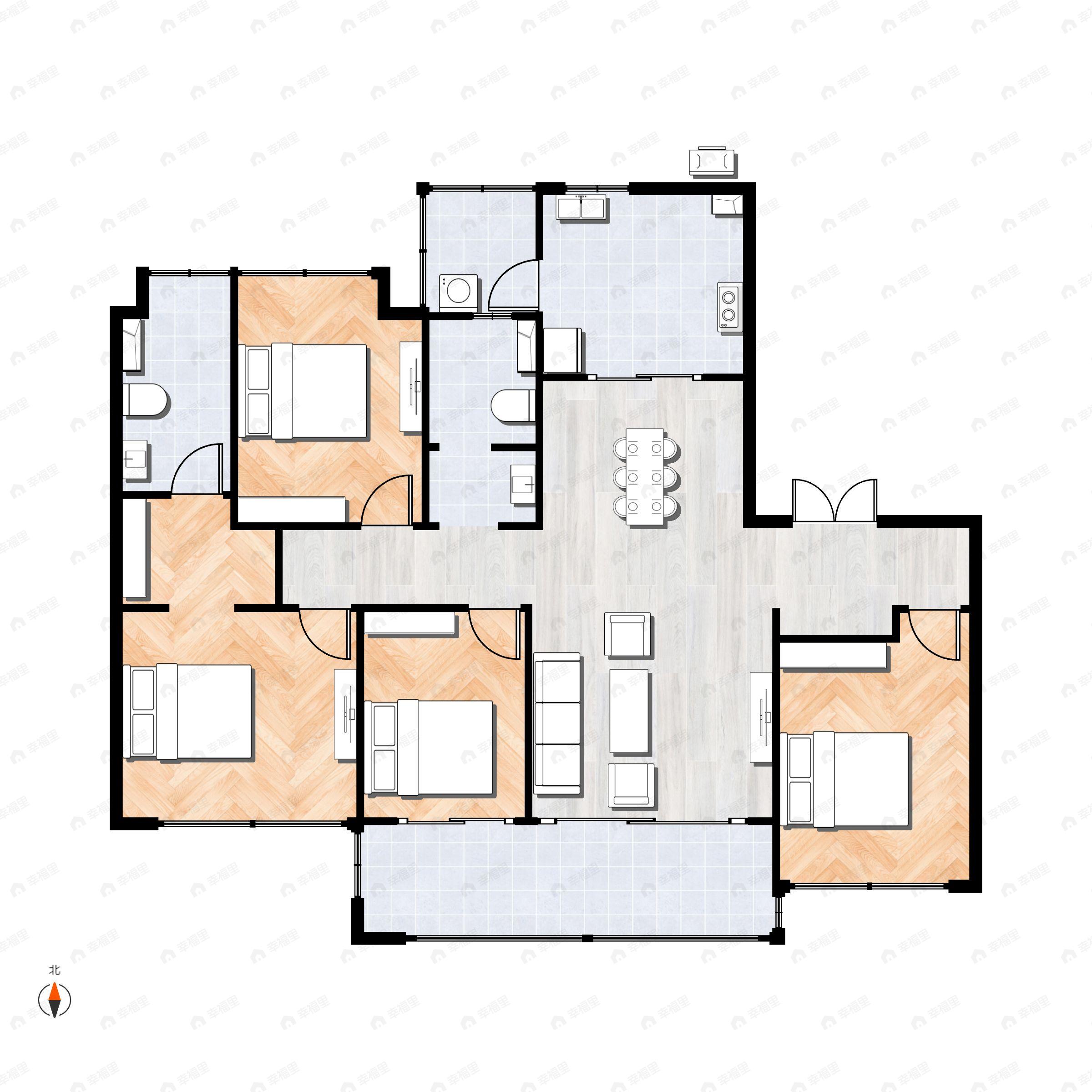4室2厅2卫建面137平户型图