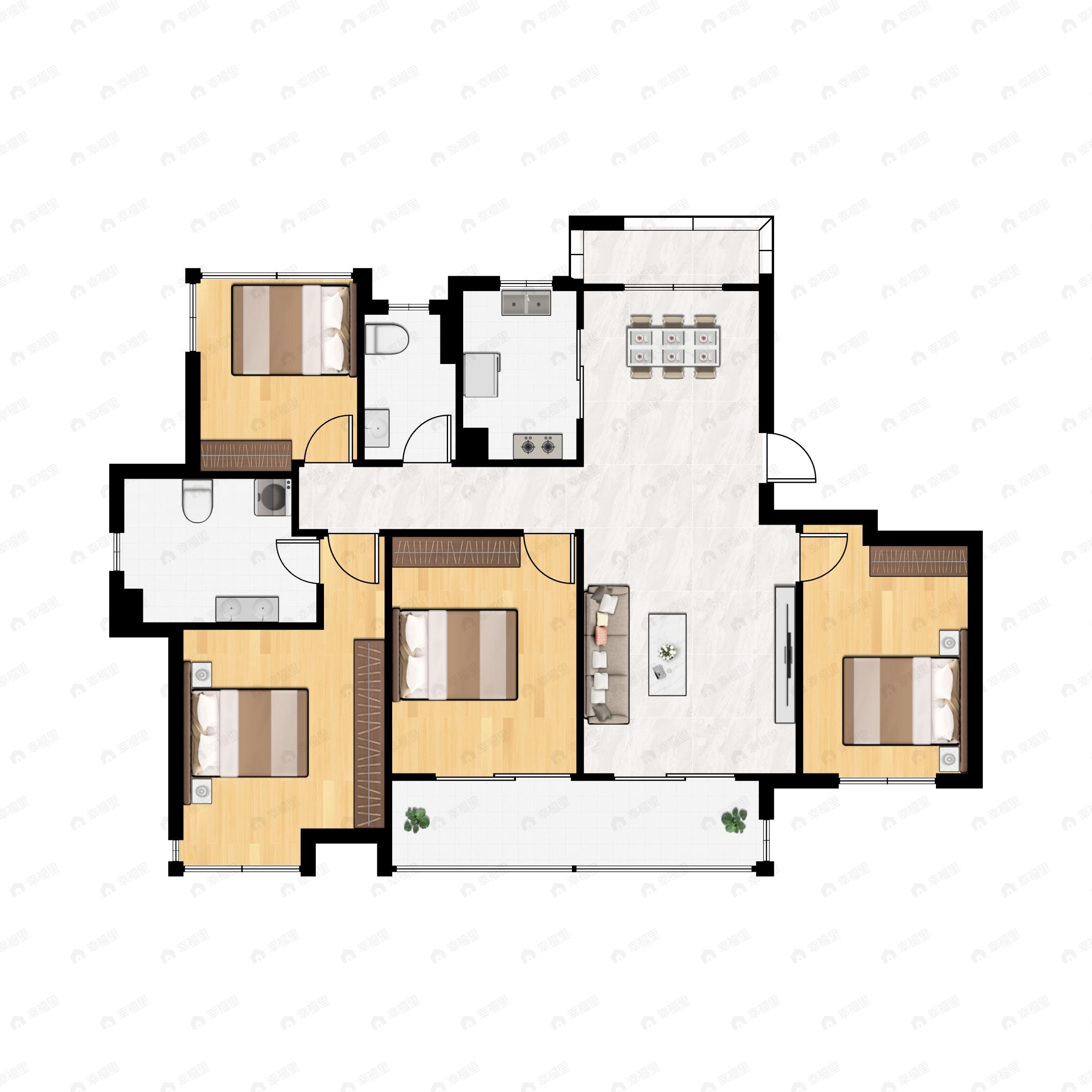 4室2厅2卫建面141平户型图