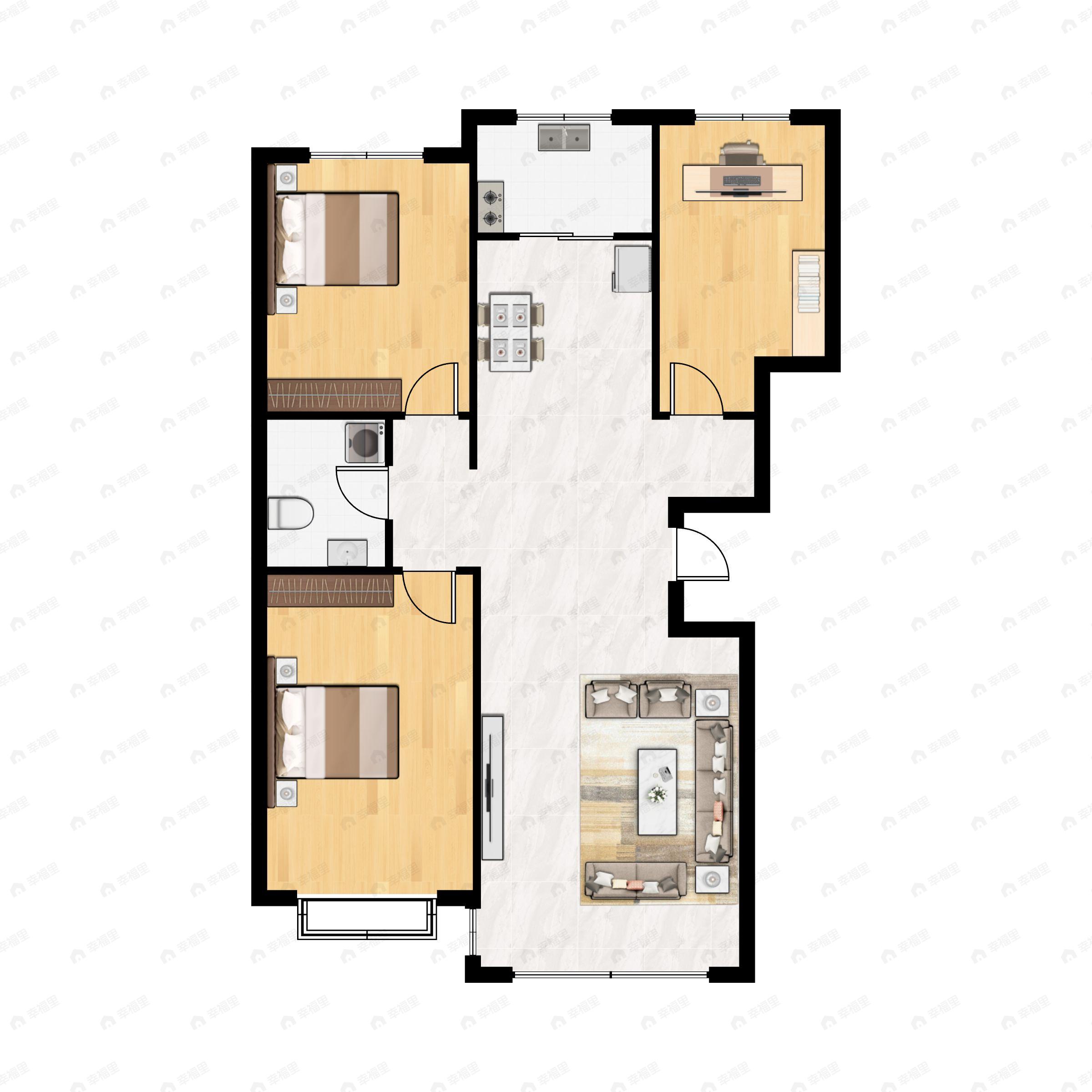 巨能澳东3室2厅1卫户型图