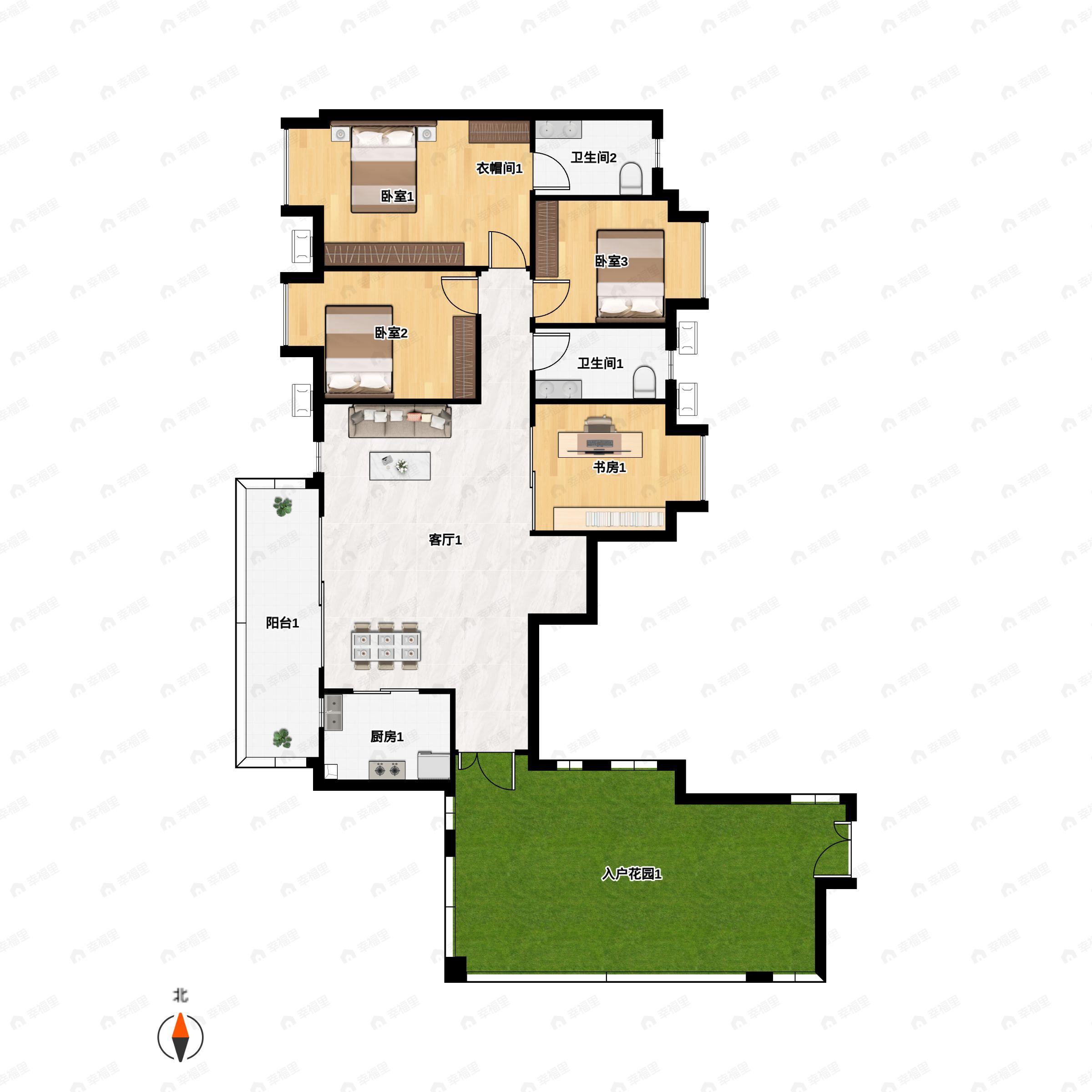 4室2厅2卫建面137平西|东户型图