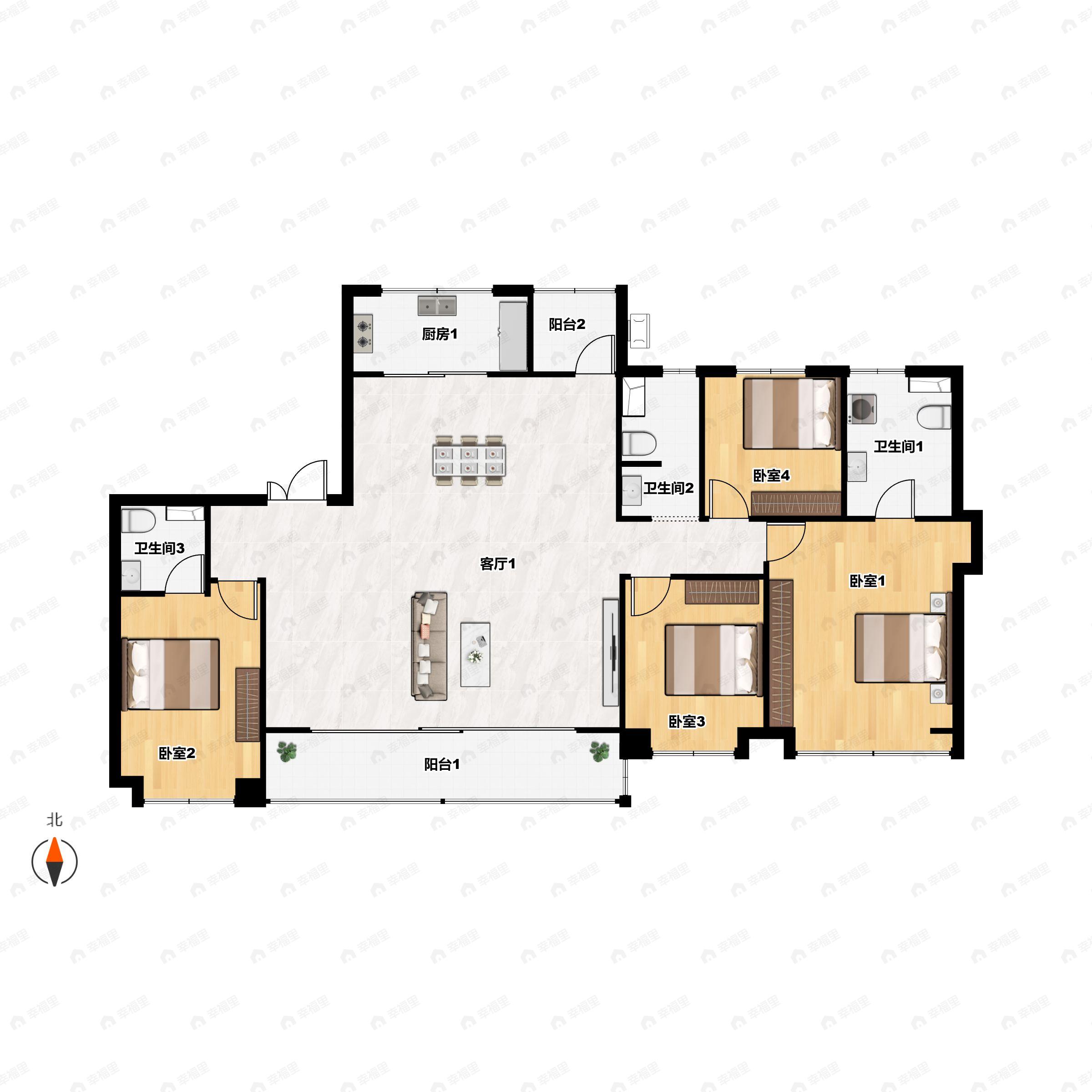陕建大明府4室2厅3卫户型图