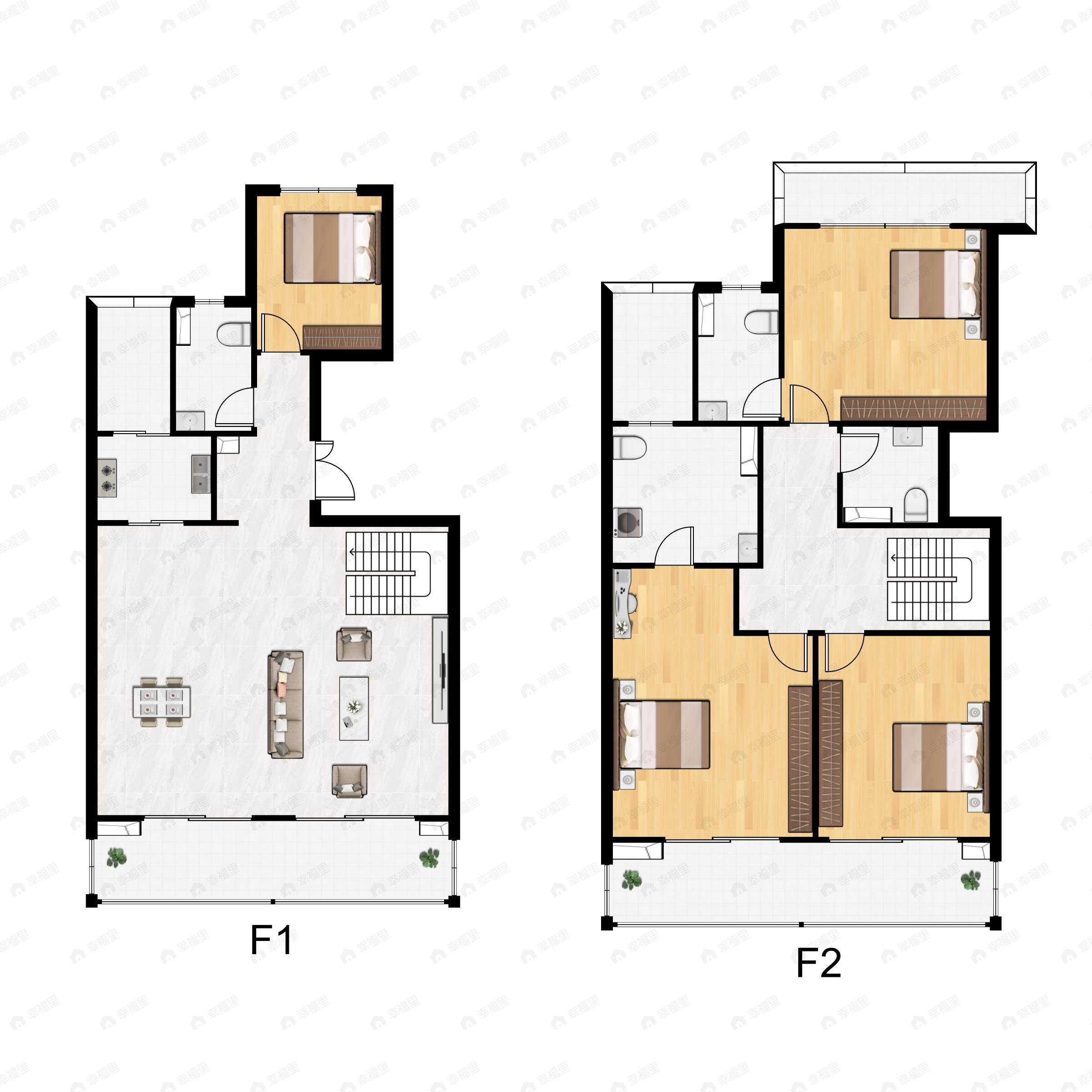 4室2厅4卫建面204平户型图