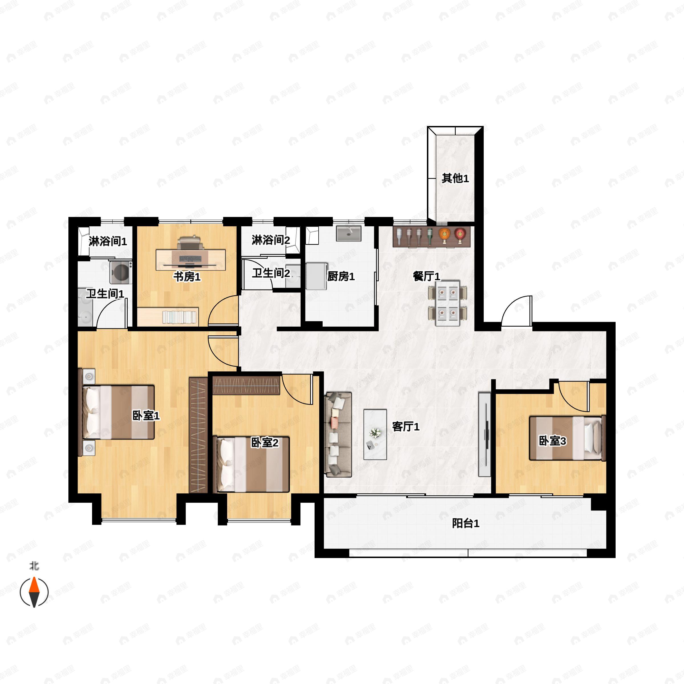 4室2厅2卫建面143平户型图