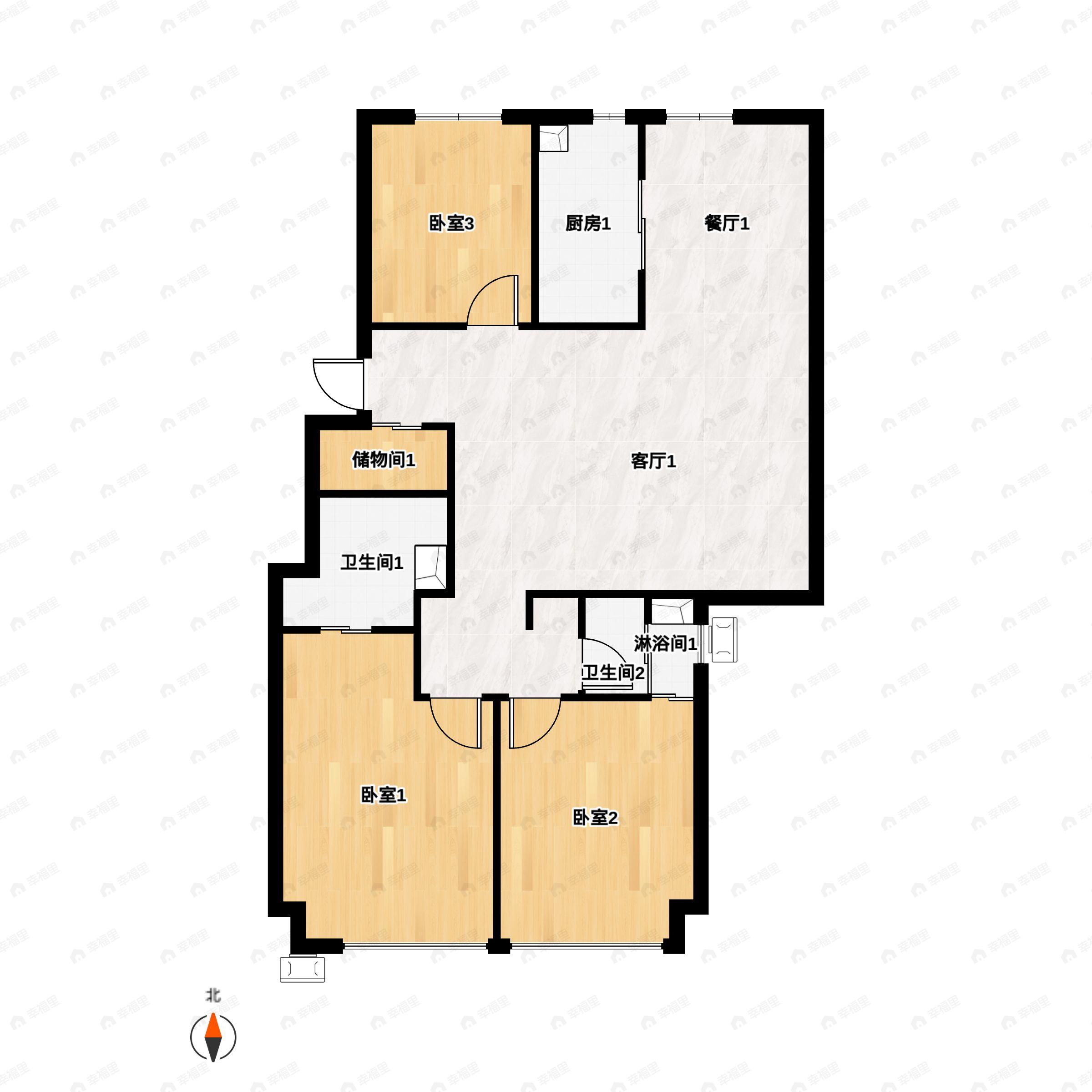 3室2厅2卫建面130平户型图