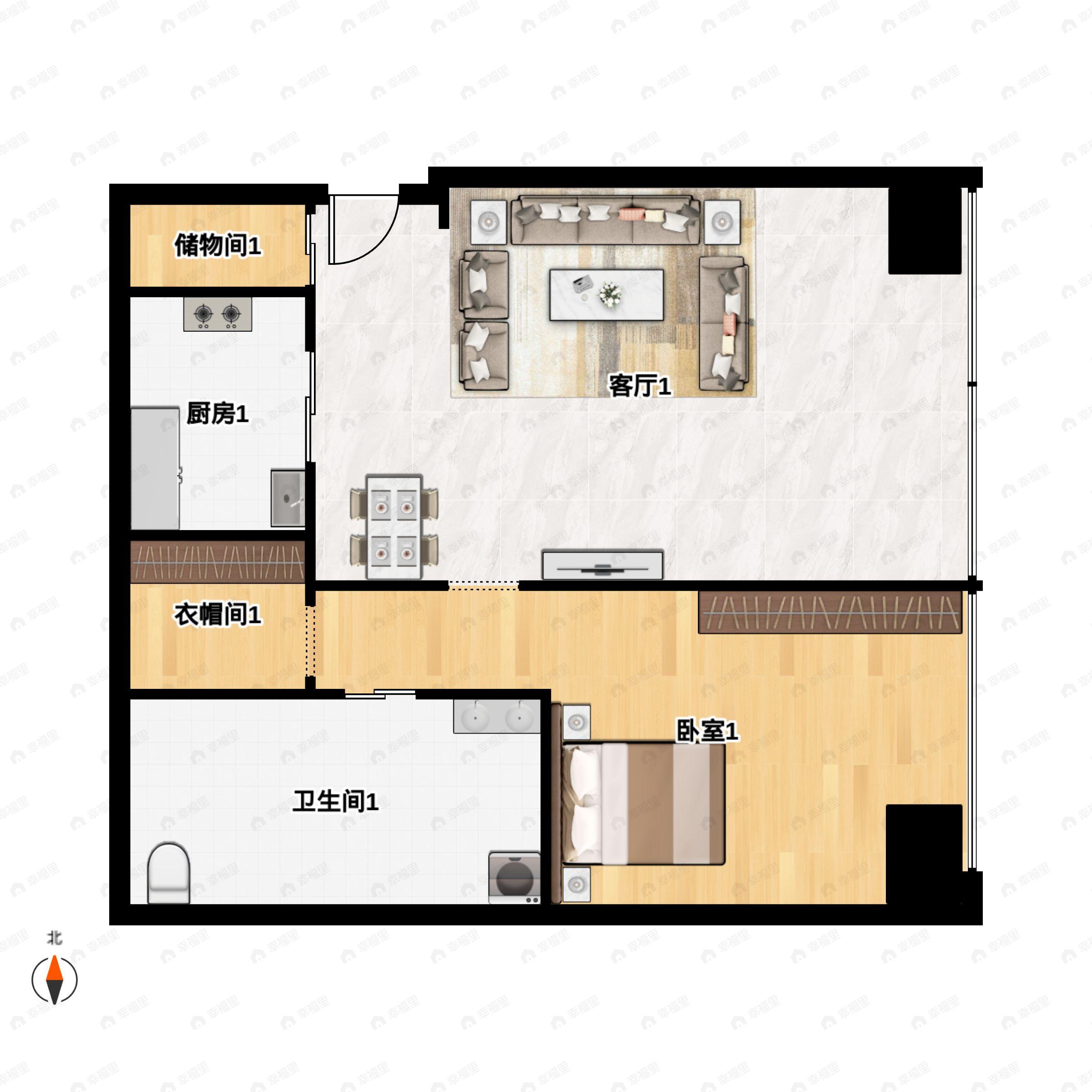 1室2厅1卫建面149平户型图