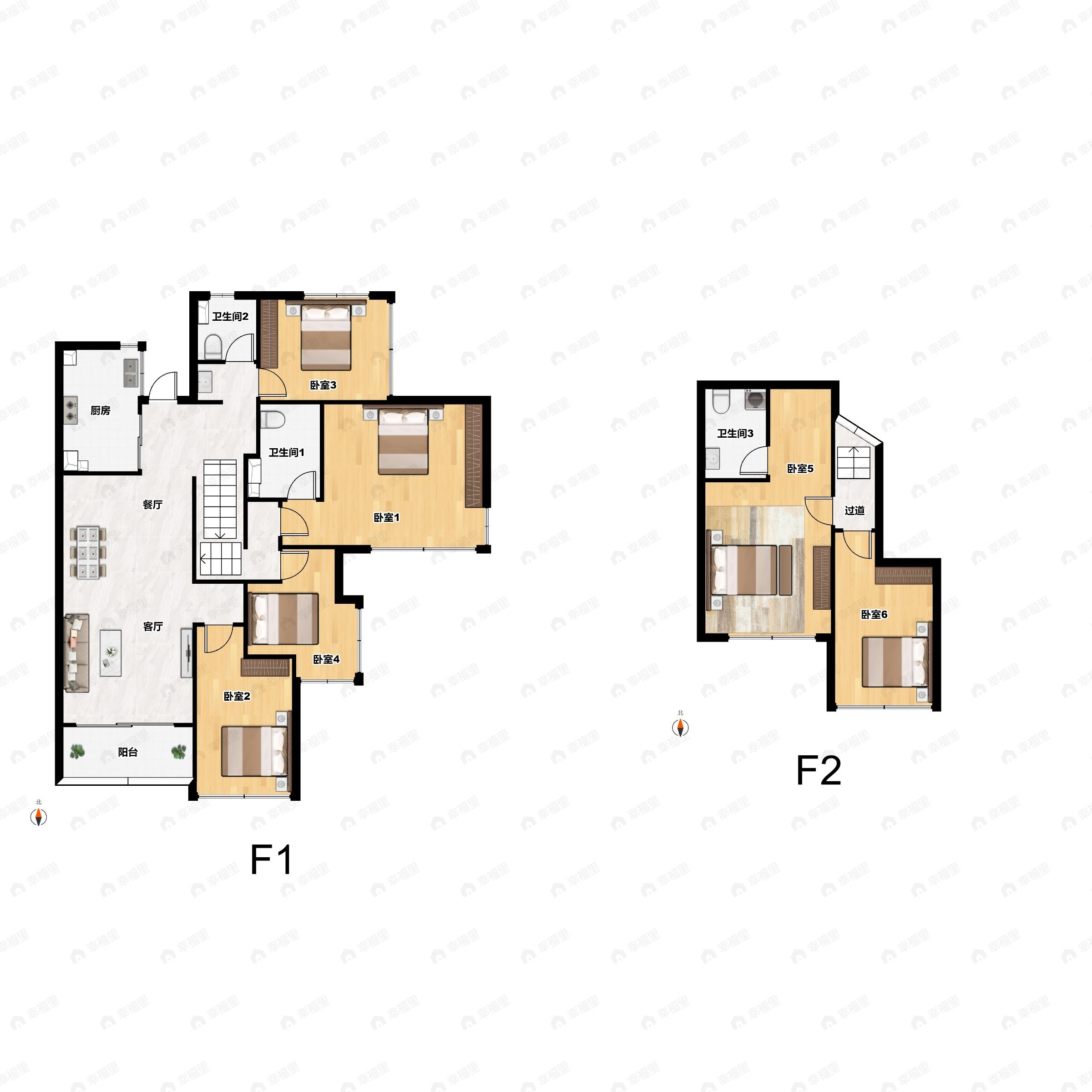 4室2厅2卫建面118平户型图