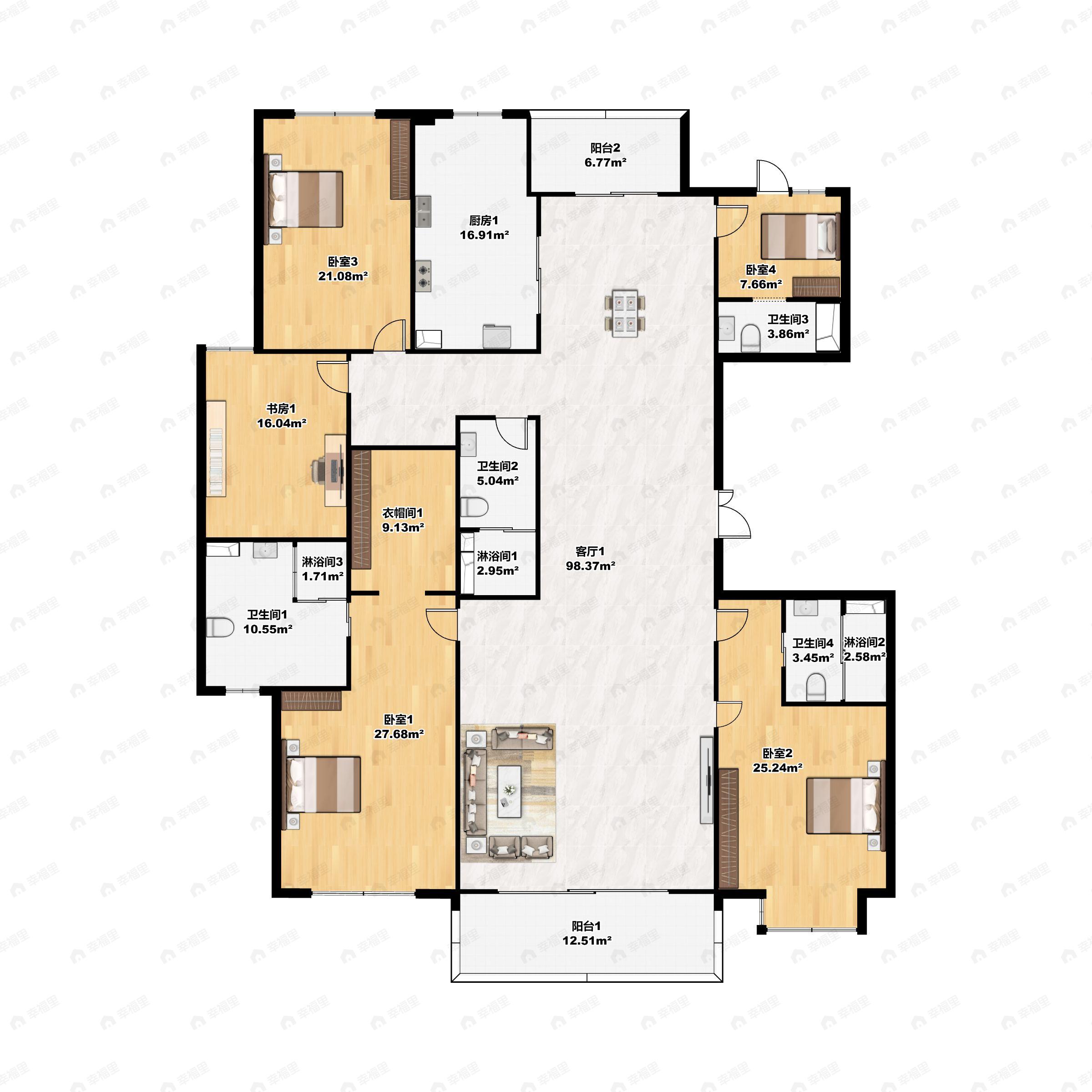 百汇园4室2厅4卫户型图