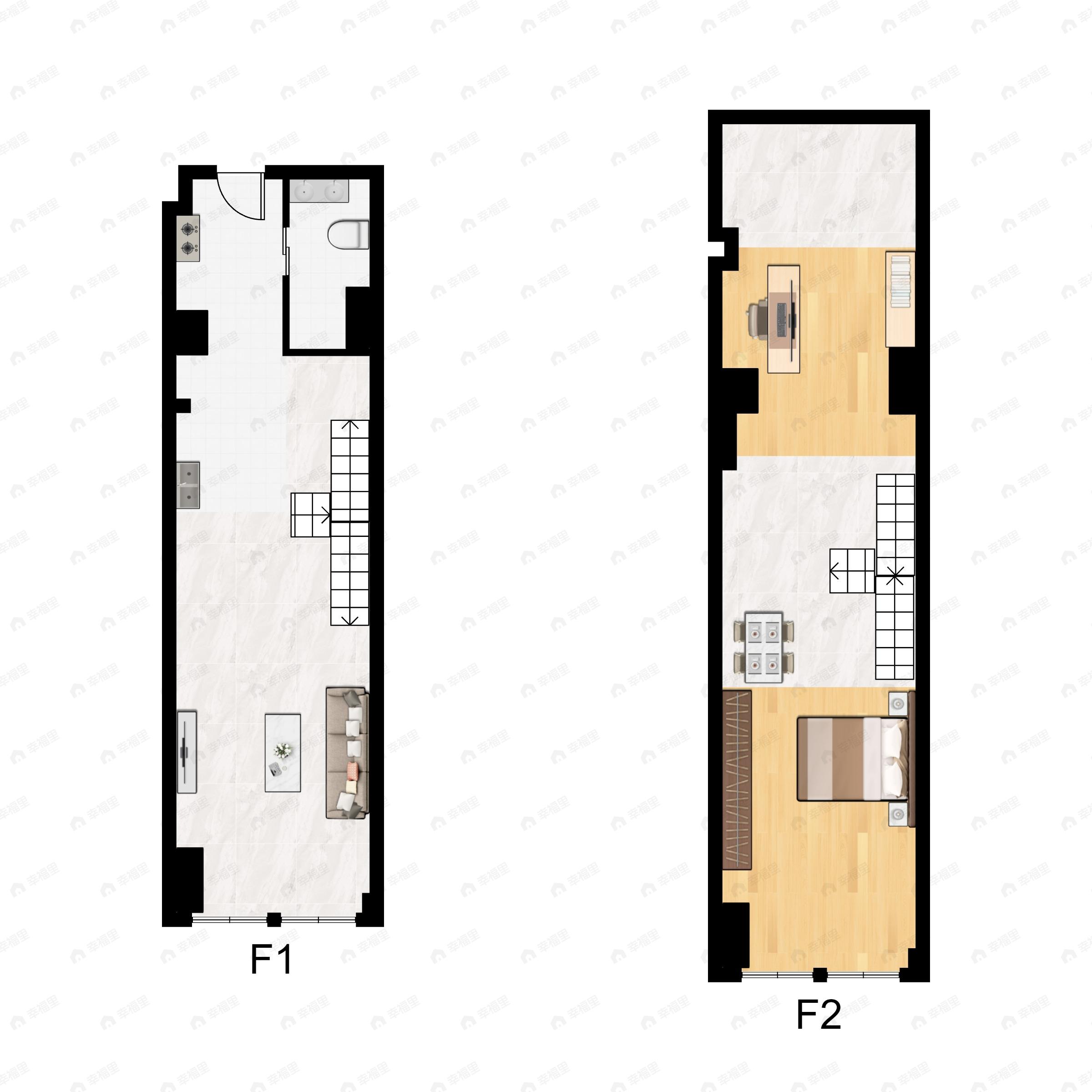 2室2厅1卫建面60平户型图