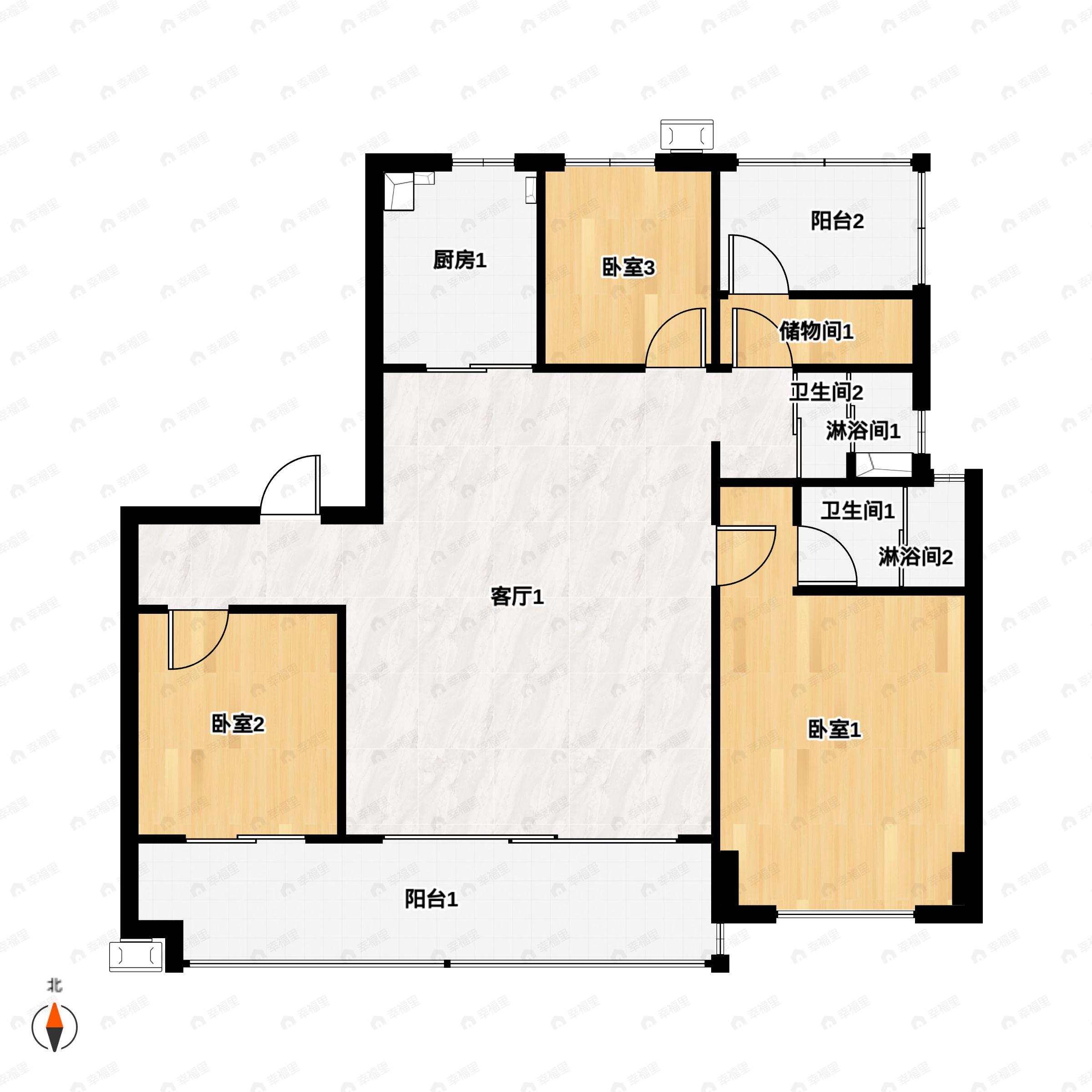 4室2厅2卫建面143平户型图