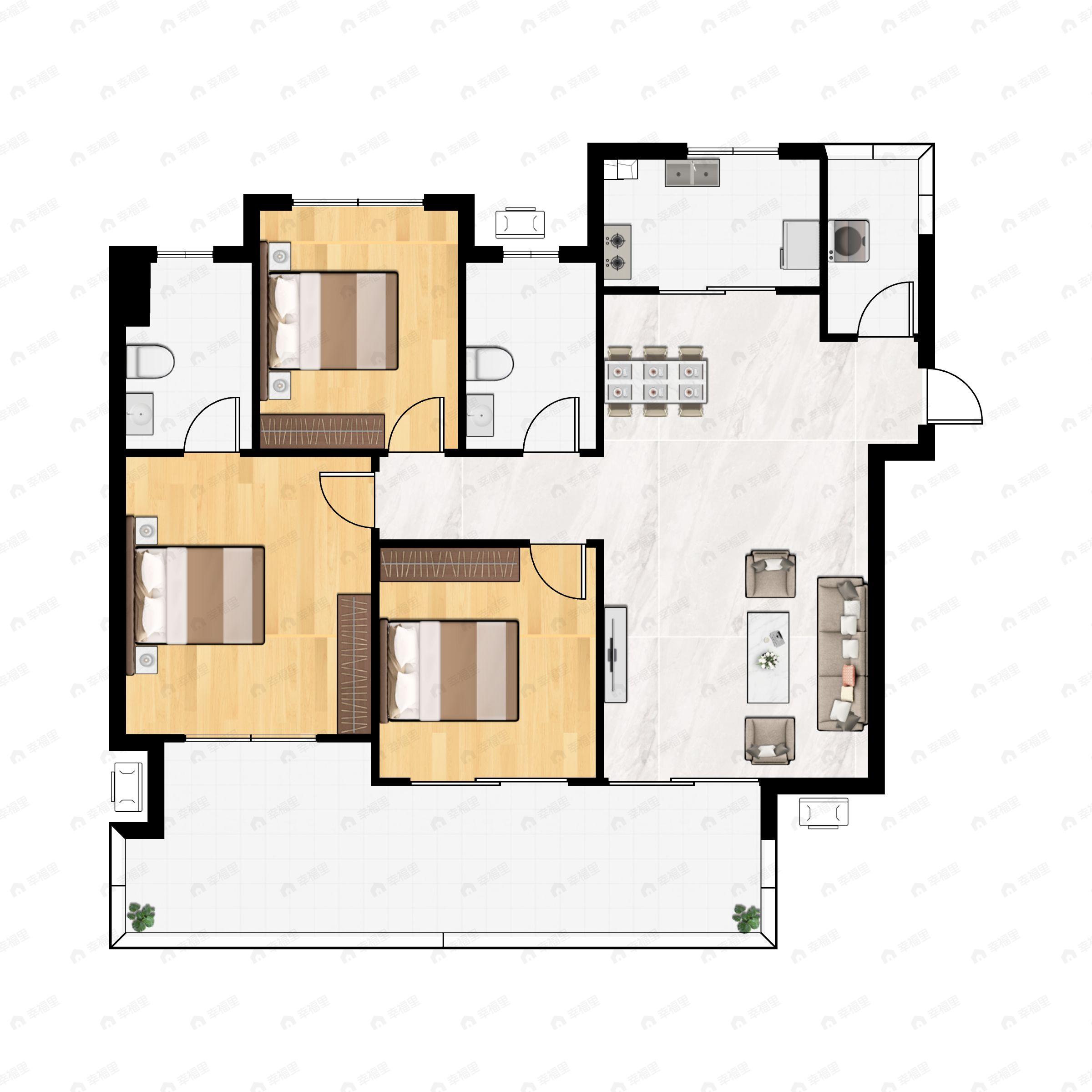 梦享春山可望3室2厅2卫户型图