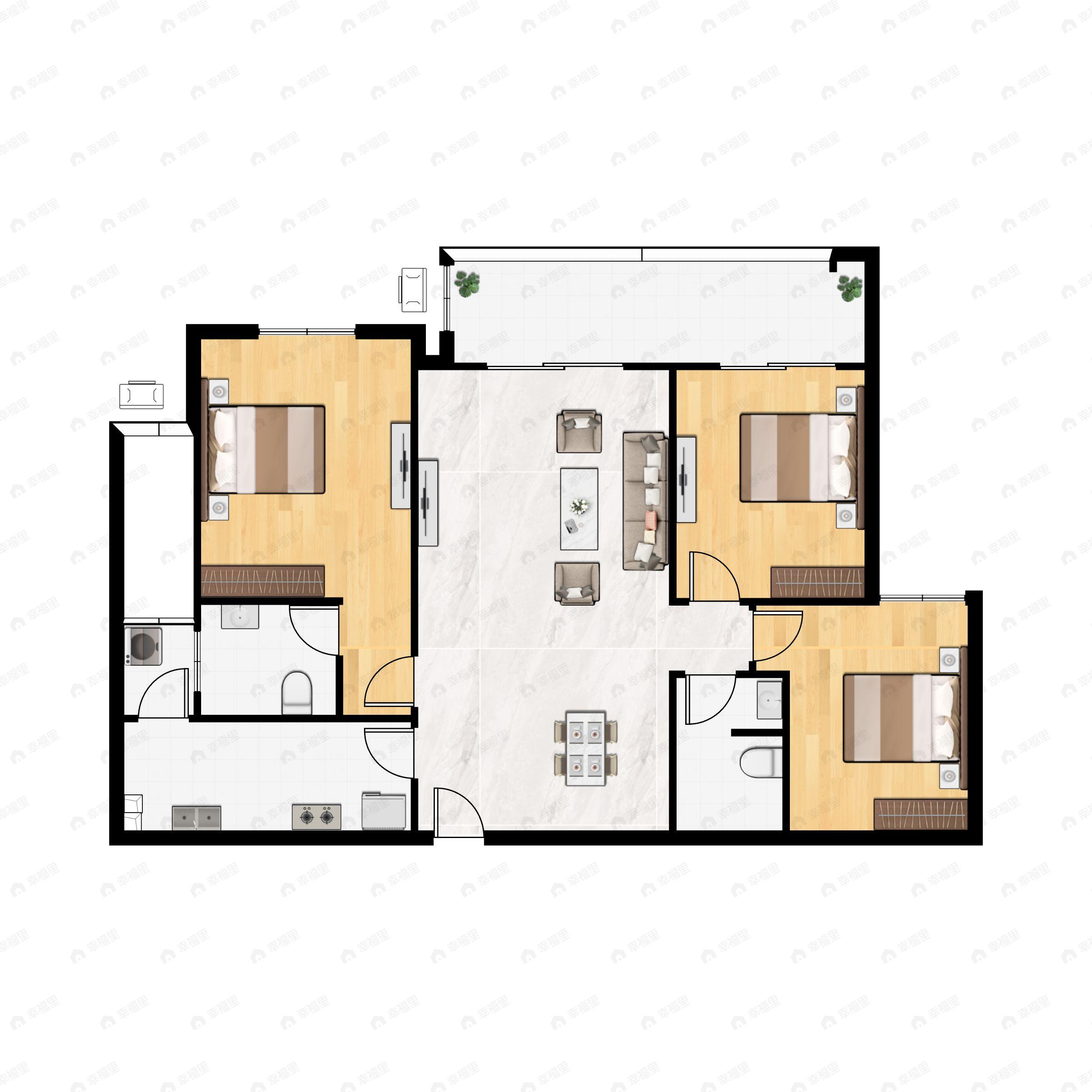 天府西苑3室2厅2卫户型图