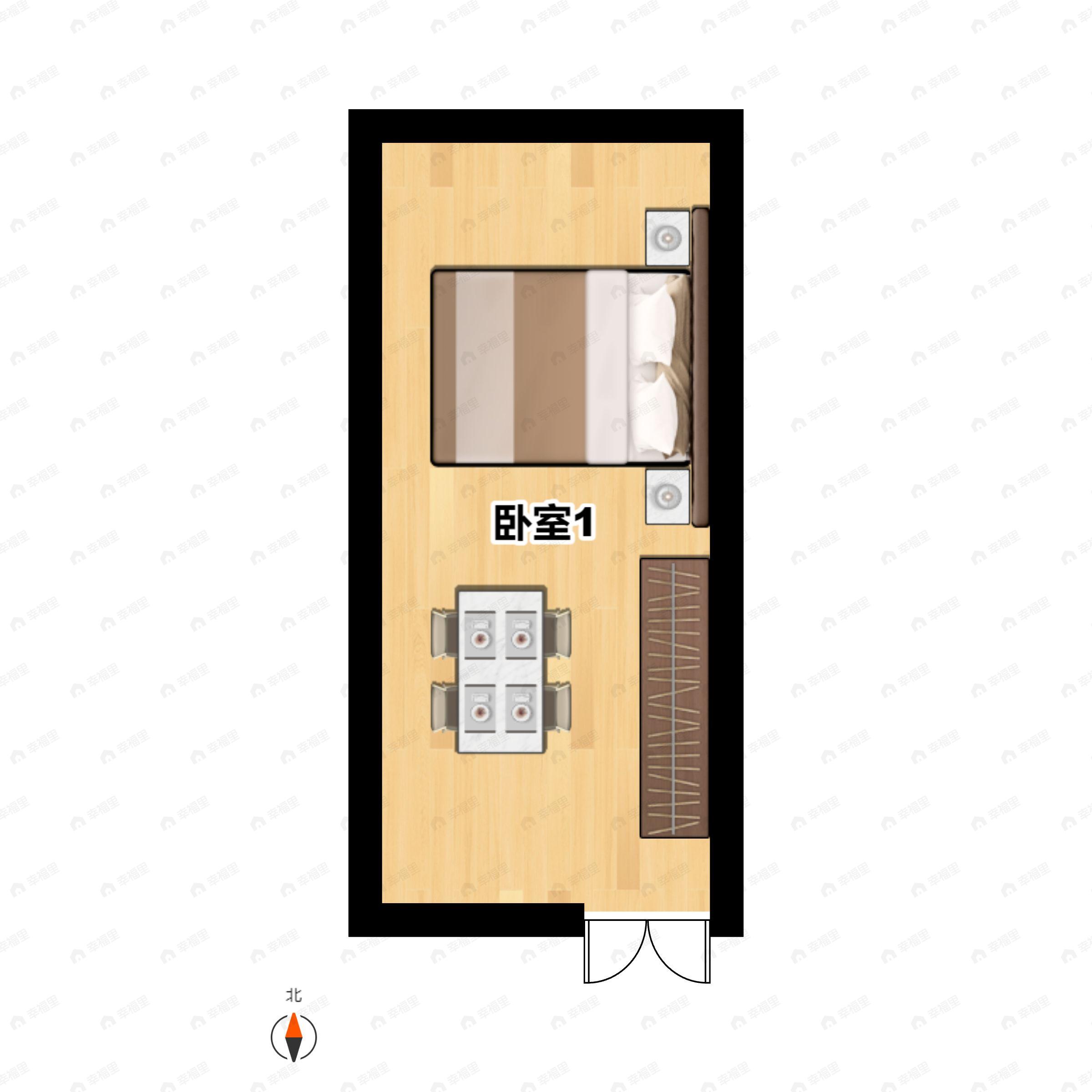 1室1厅建面70m²南户型图