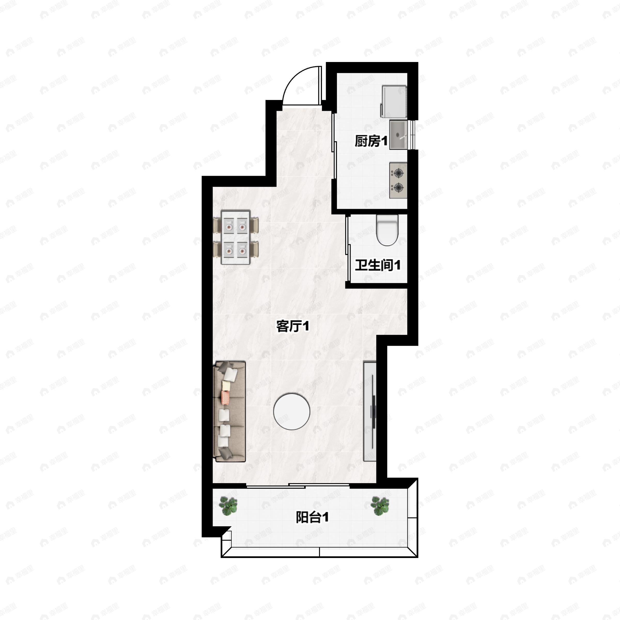 3室2厅2卫建面112m²南户型图