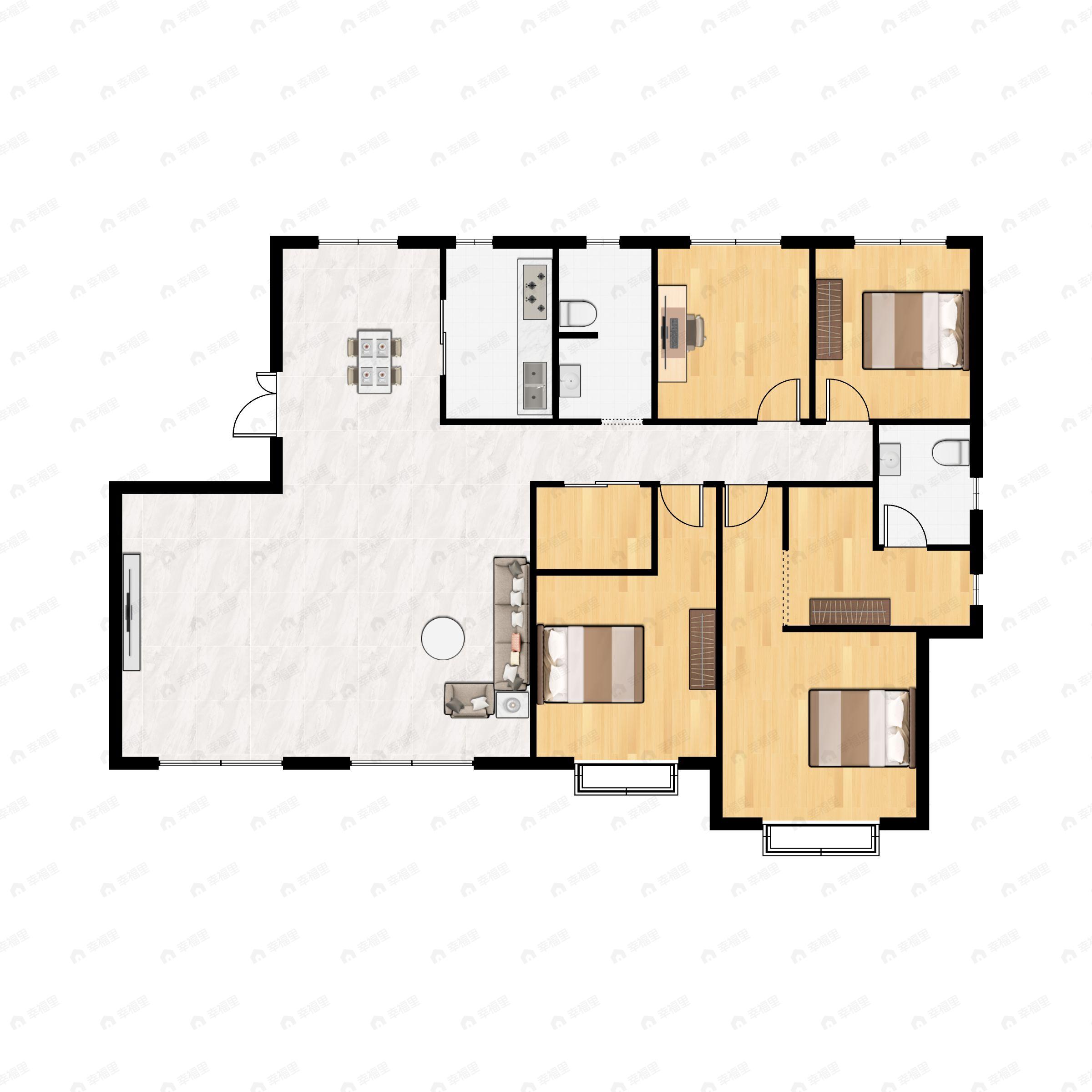 4室3厅2卫建面172平北|南|东户型图