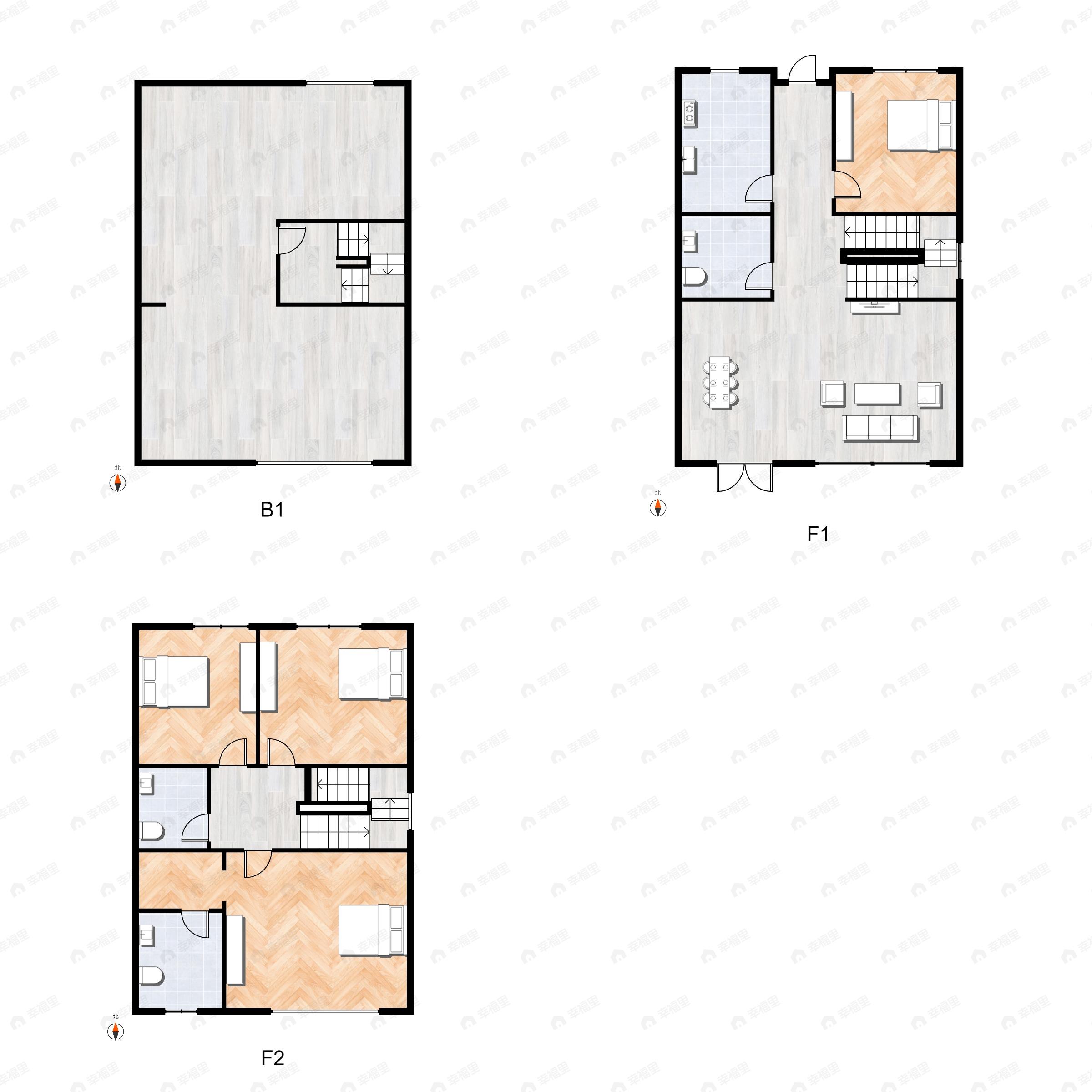 3室3厅3卫建面166平北|南户型图