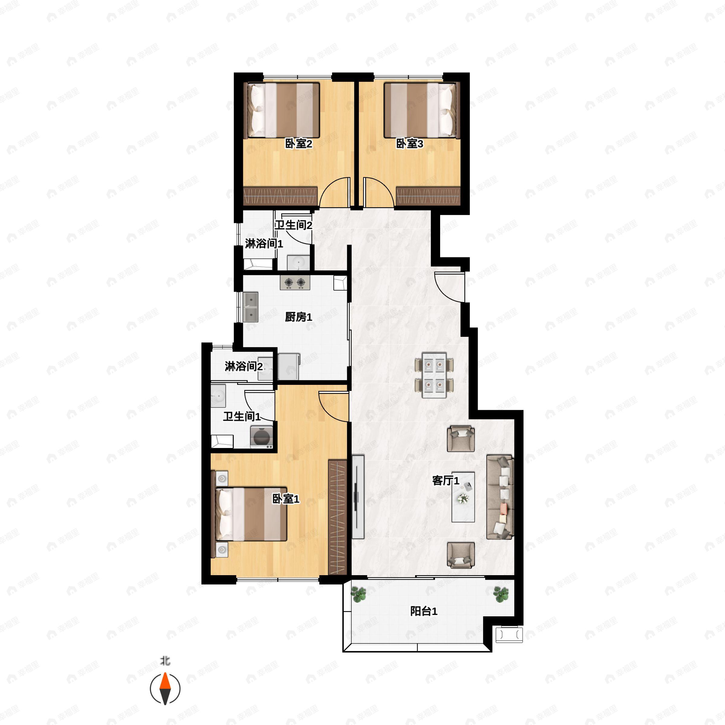 城投置地青熙蘭庭3室2厅2卫户型图