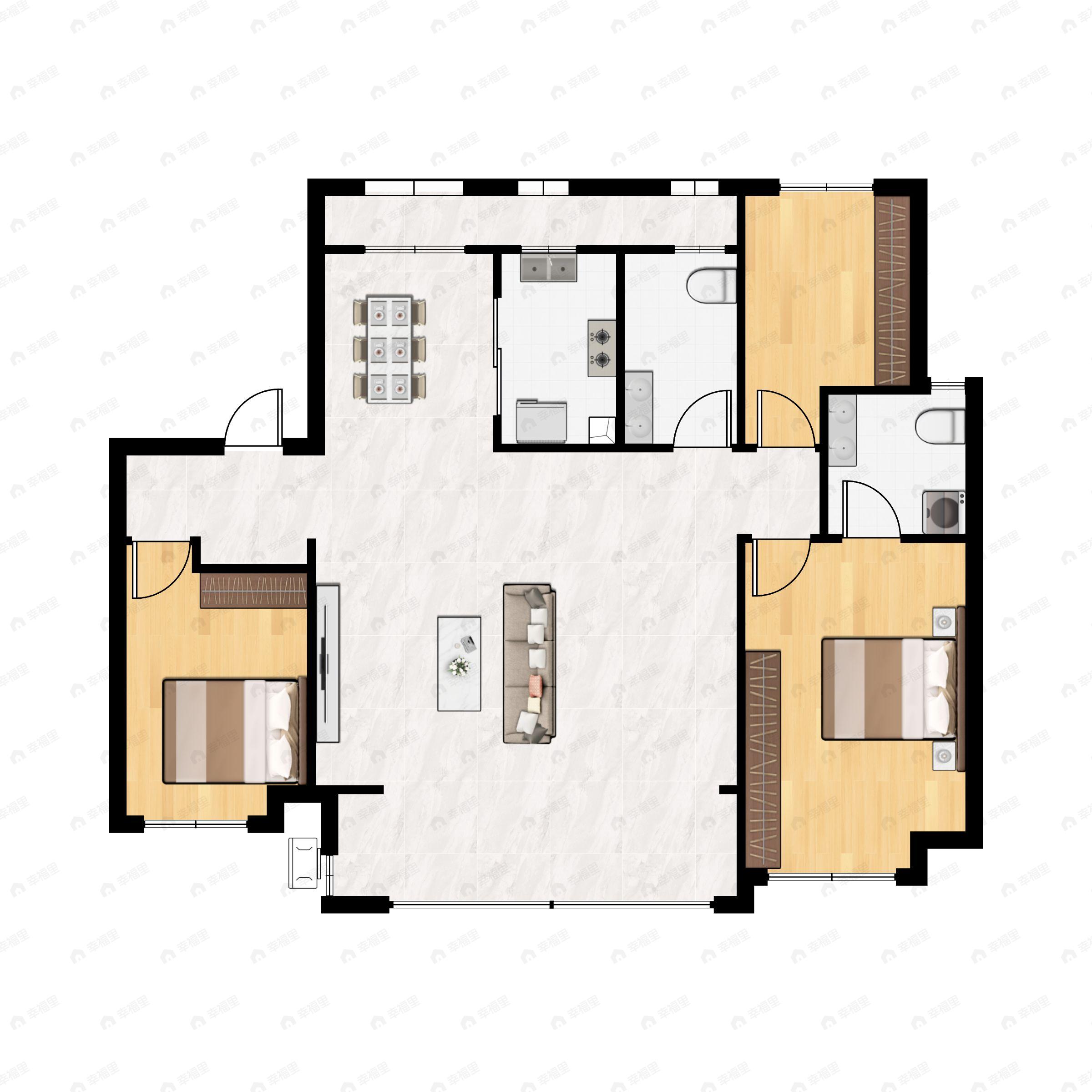 4室2厅2卫建面137平南|北户型图