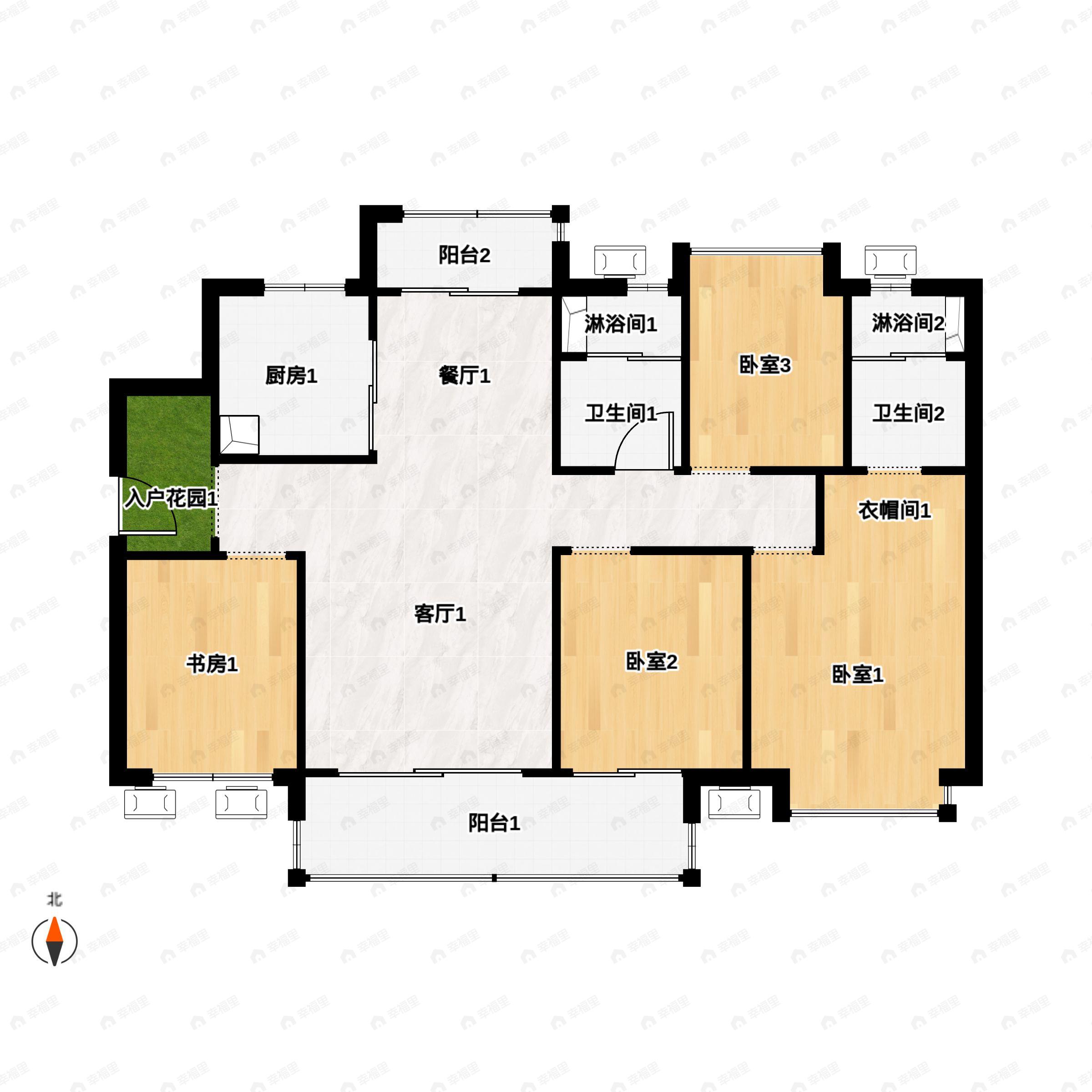 融创滨江粤府4室2厅2卫户型图