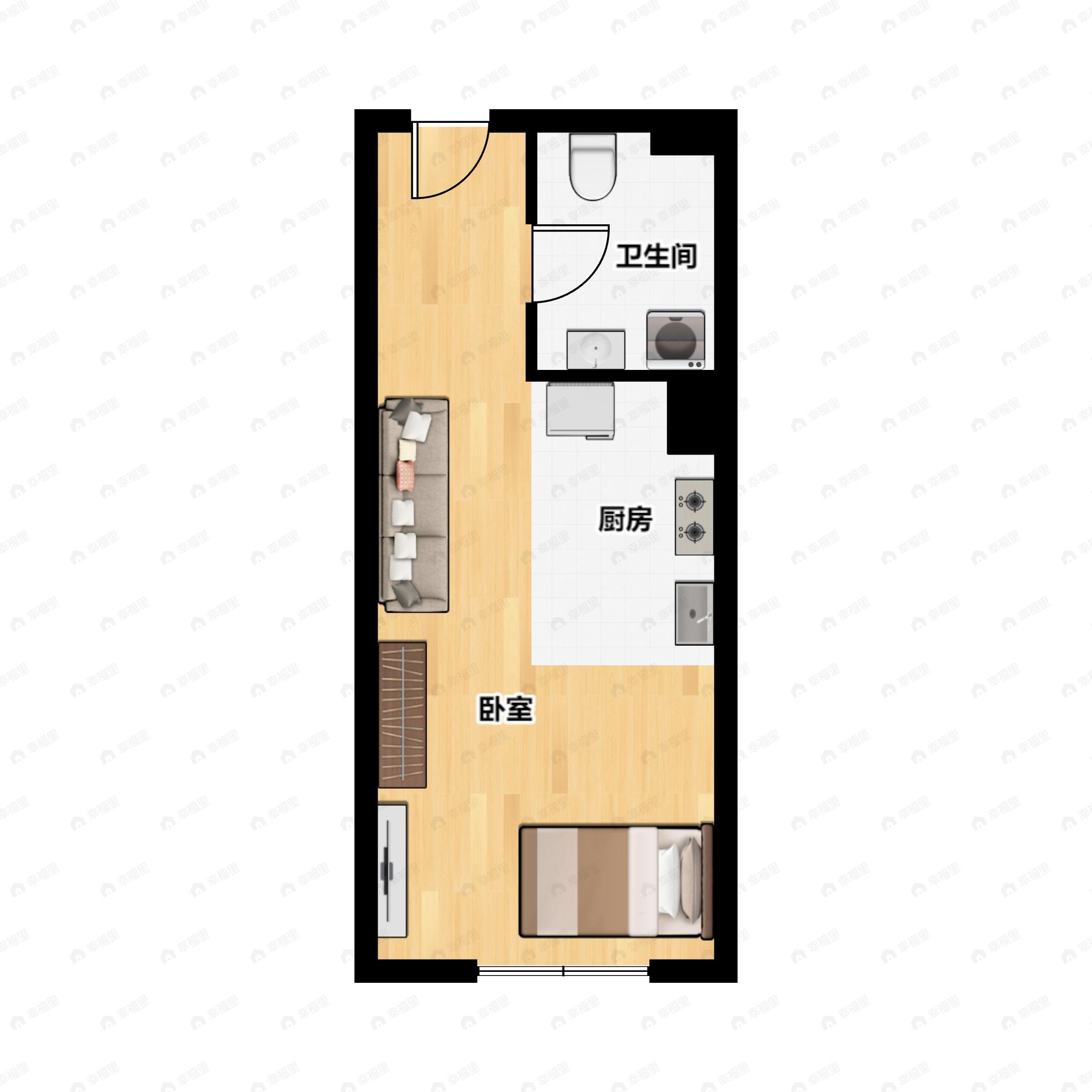 1室1厅1卫建面35平户型图