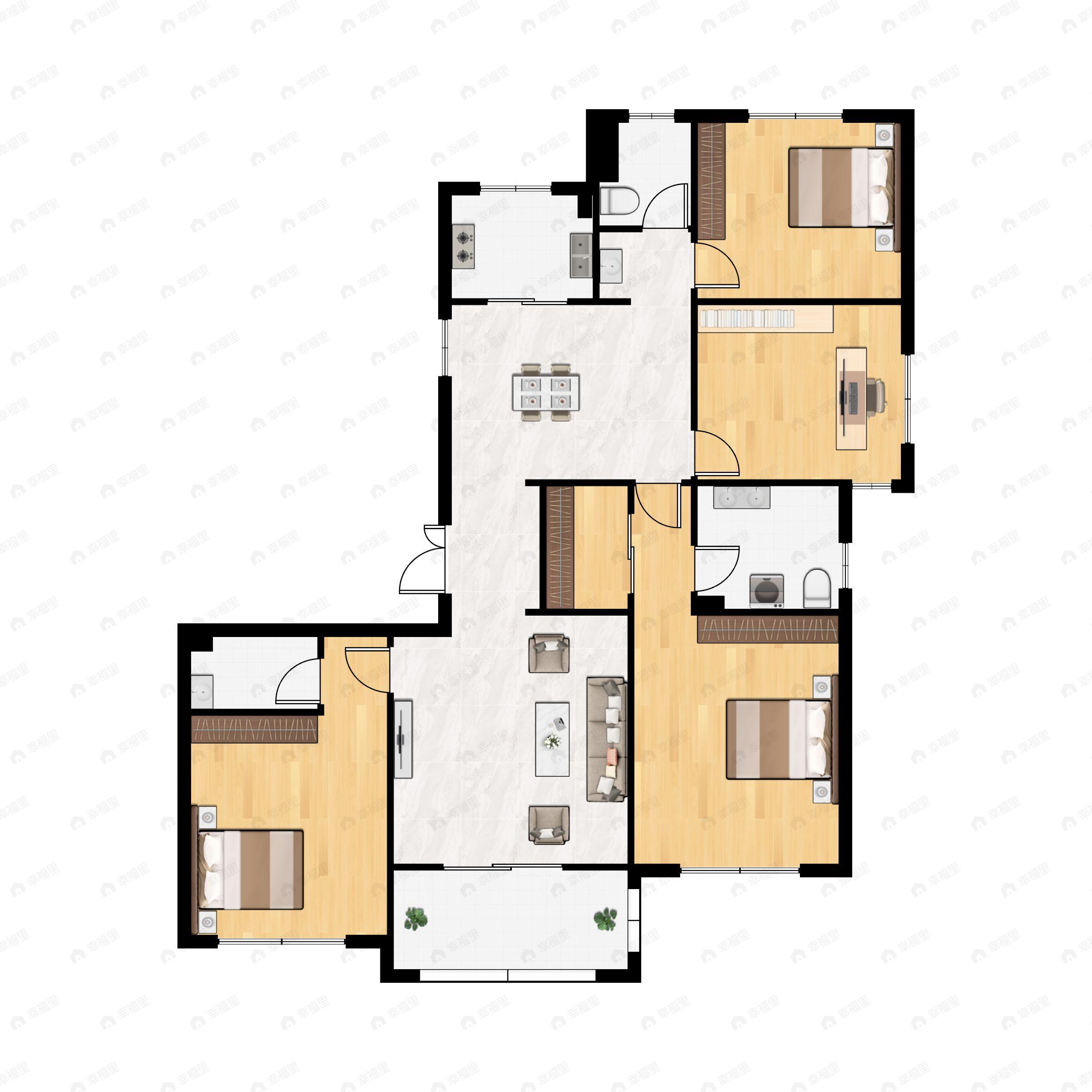 4室2厅3卫建面188平南户型图
