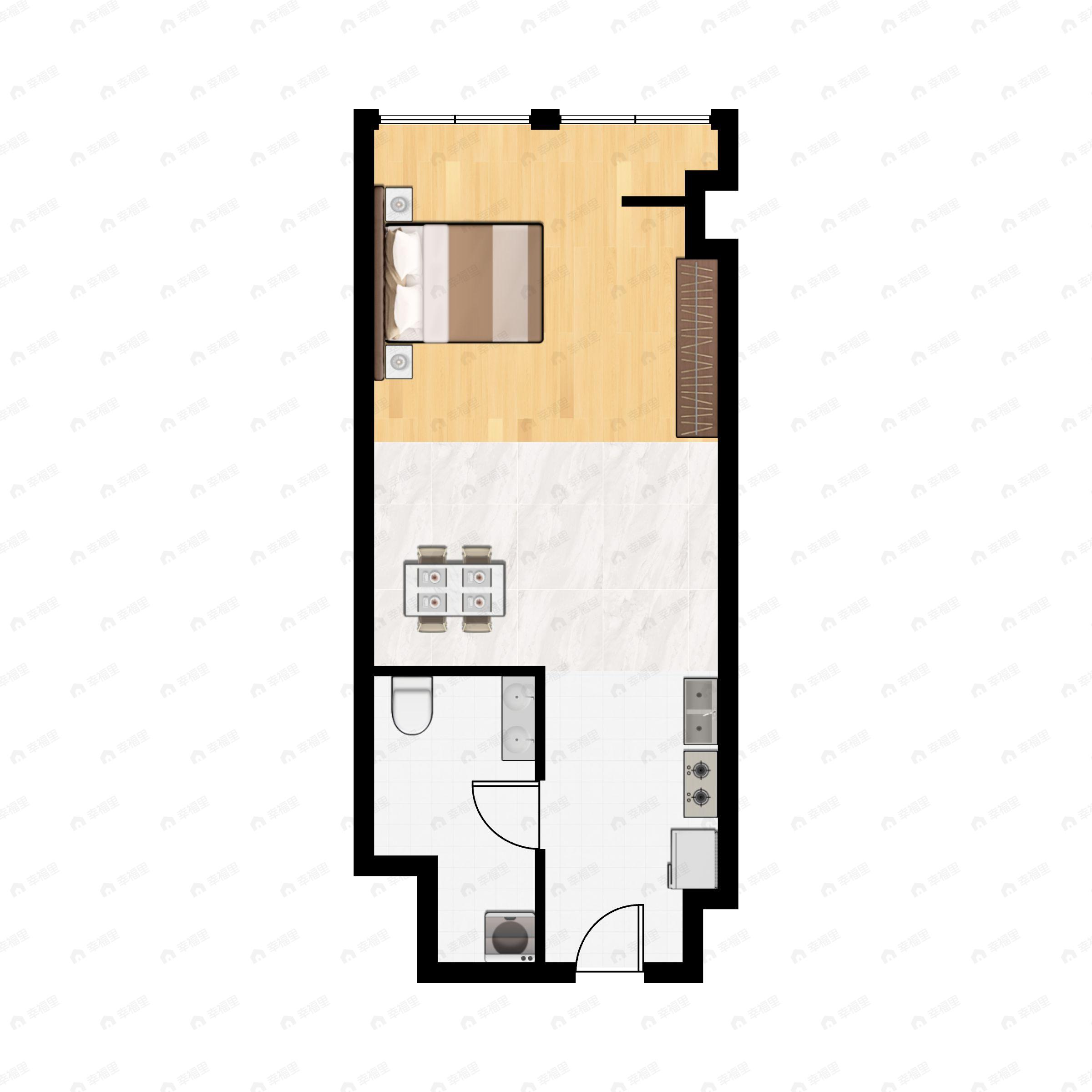 1室1厅1卫建面36平户型图