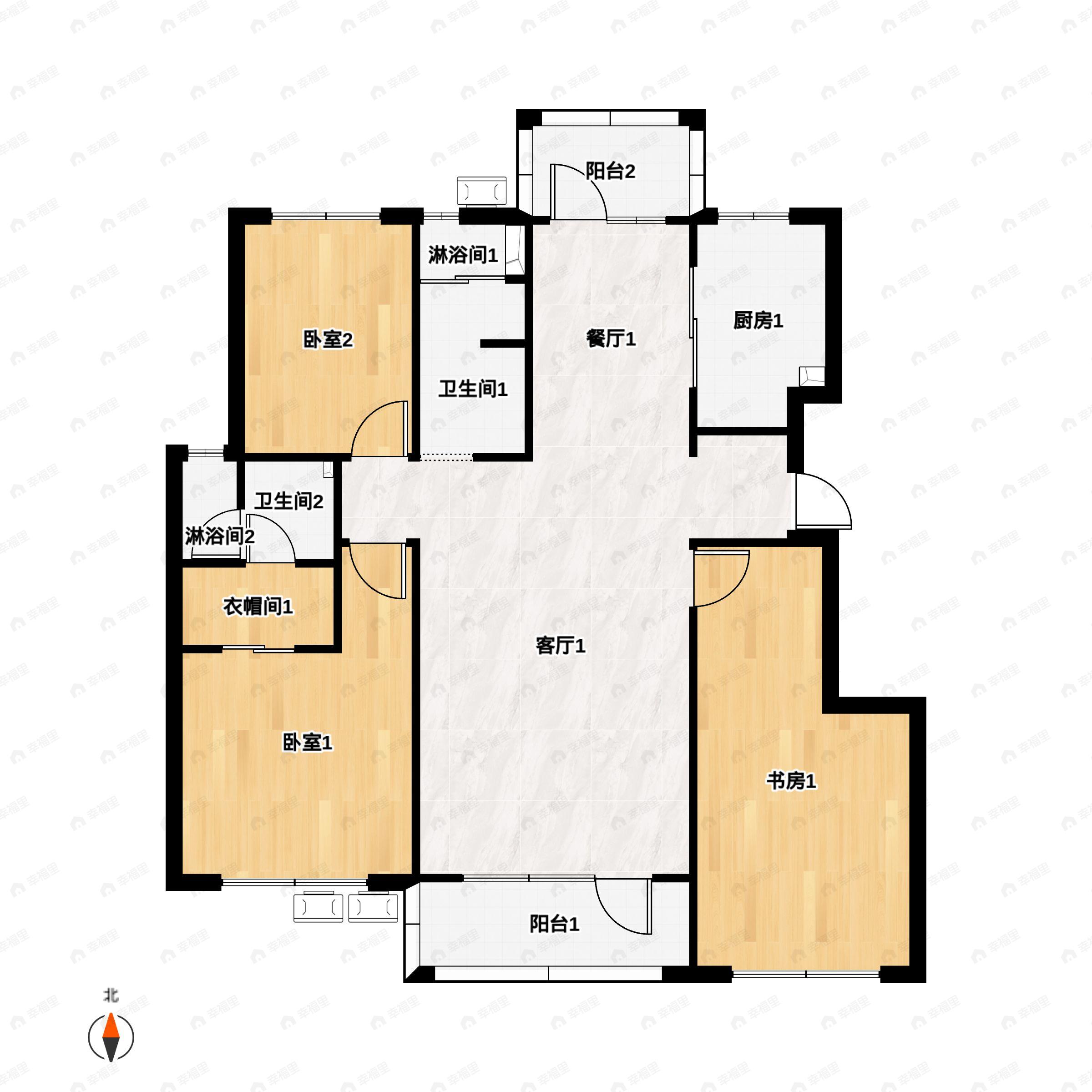 月伴湾3室2厅2卫户型图