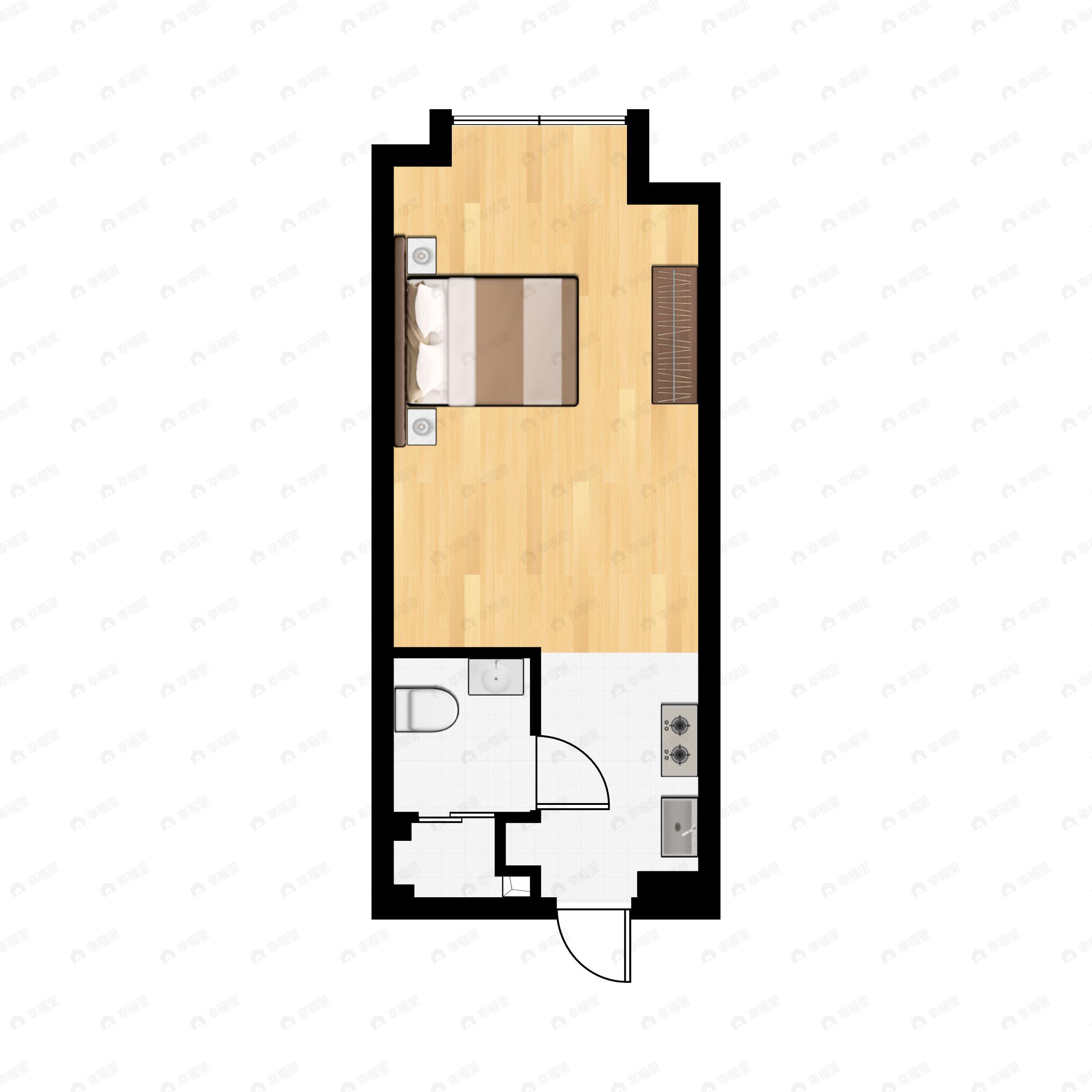 1室1厅1卫建面46平户型图
