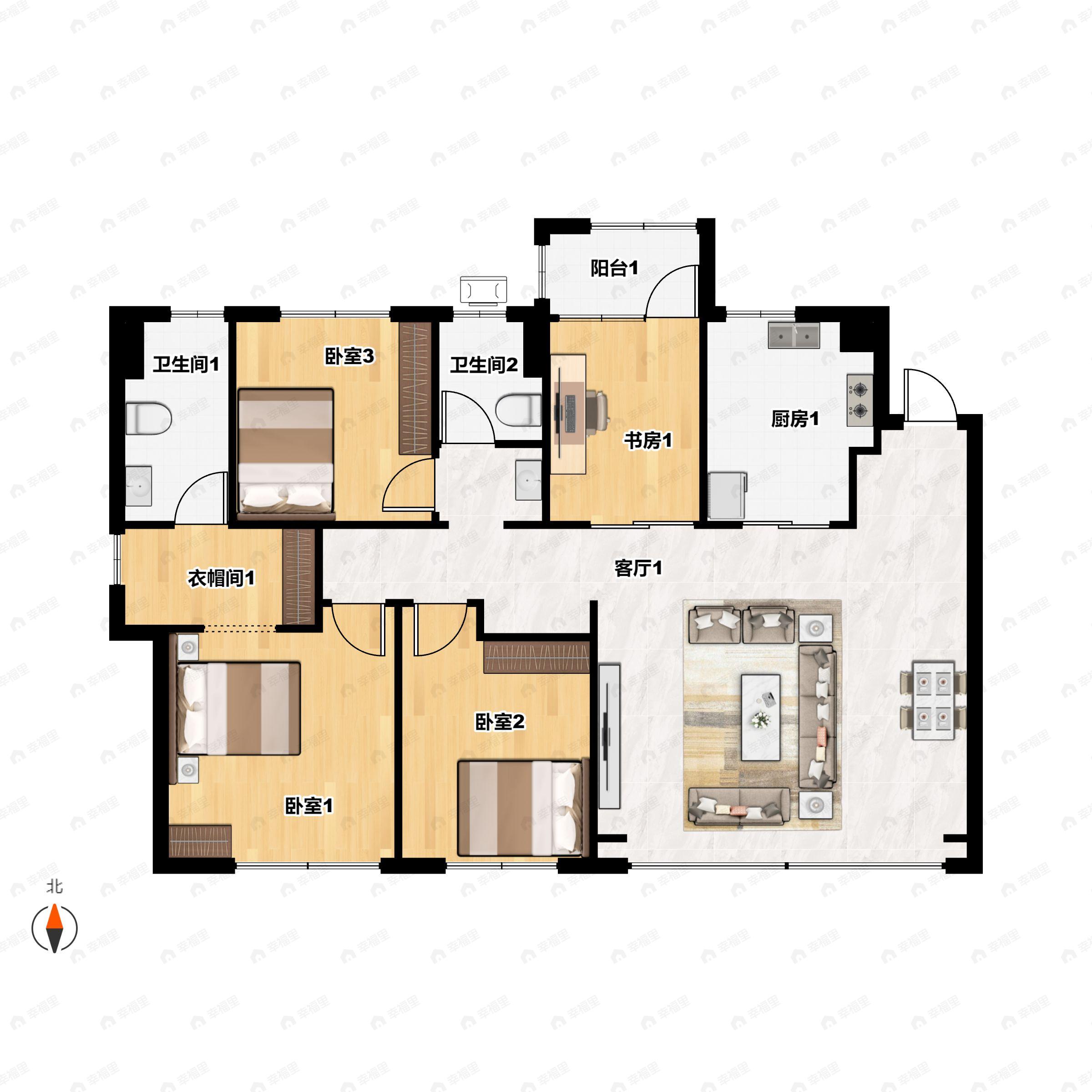 绿城紫薇公馆4室2厅2卫户型图