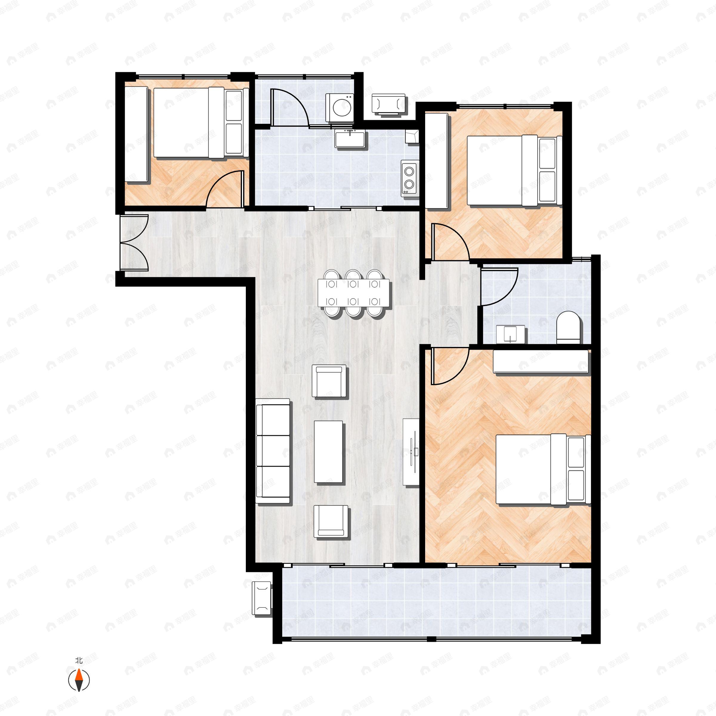 3室2厅1卫建面96平户型图