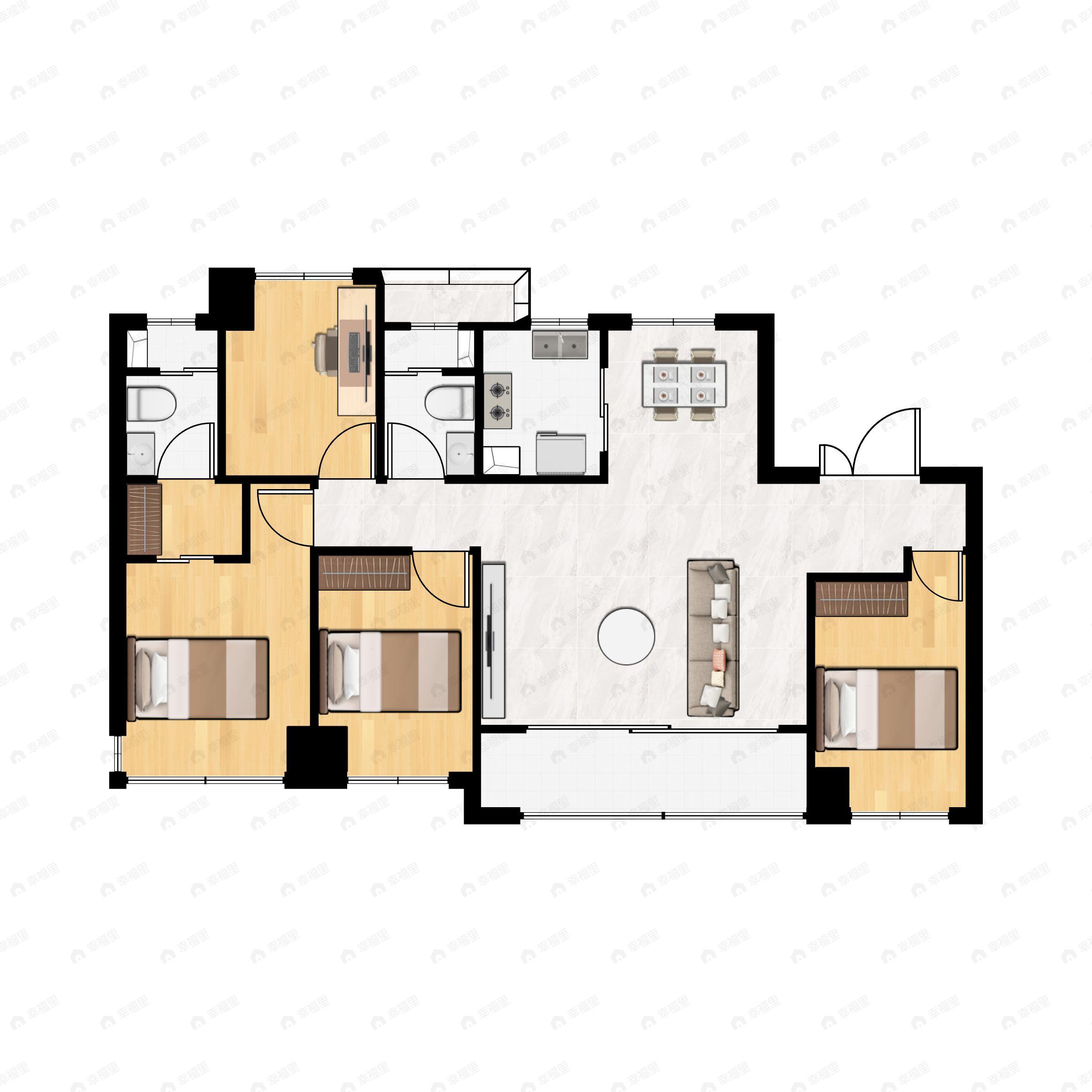 华发中央首府4室2厅2卫户型图