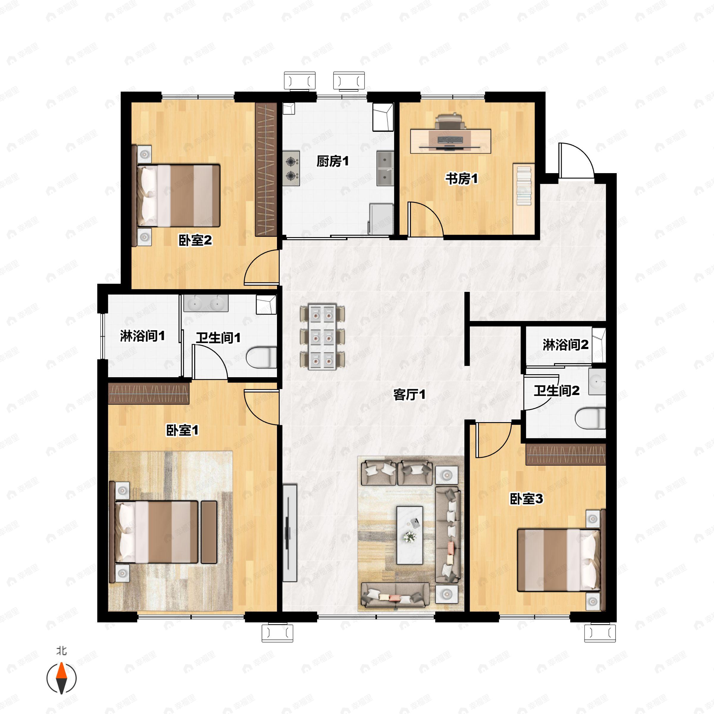 中海源境云起4室2厅2卫户型图