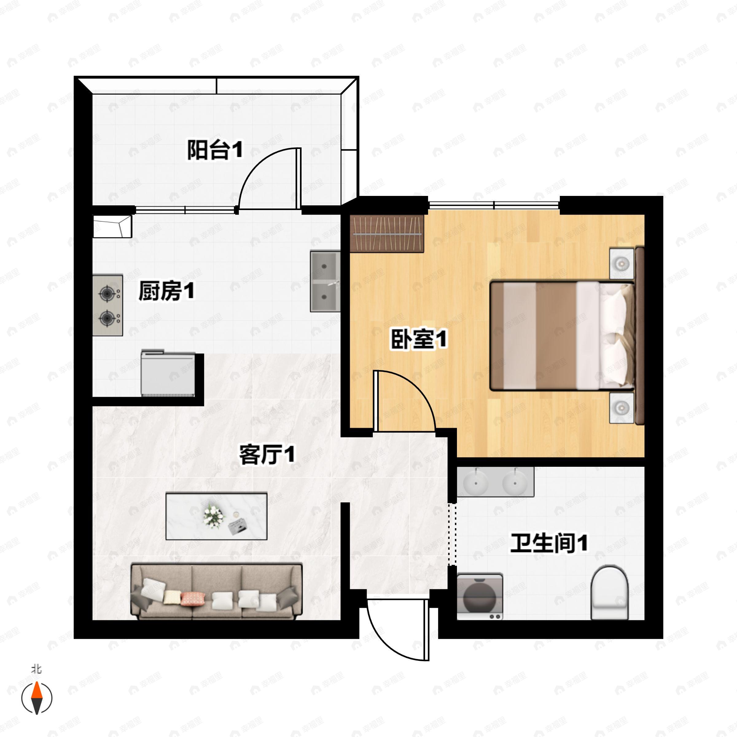 翠岫联芳1室1厅1卫户型图
