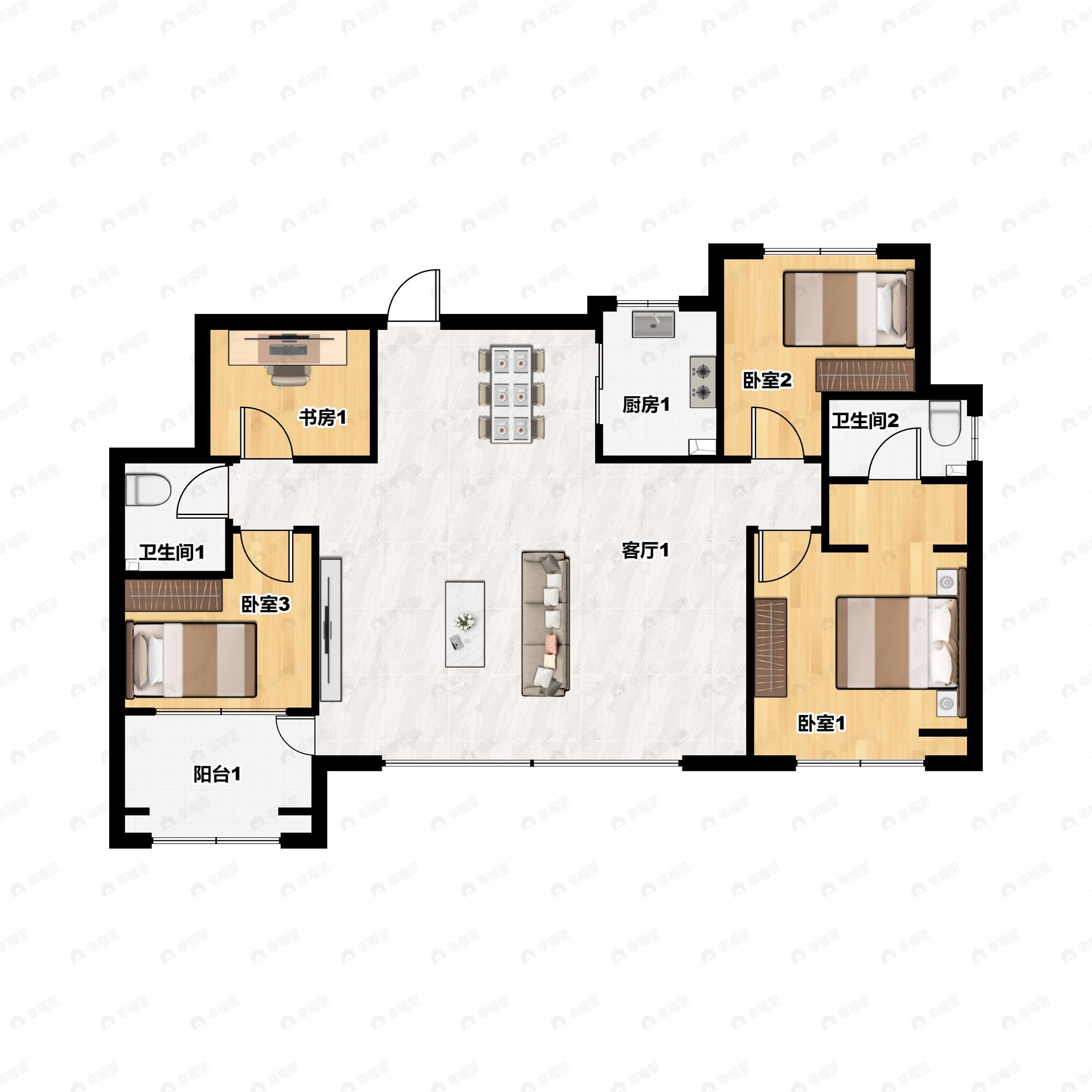 4室2厅2卫建面165平南|北户型图