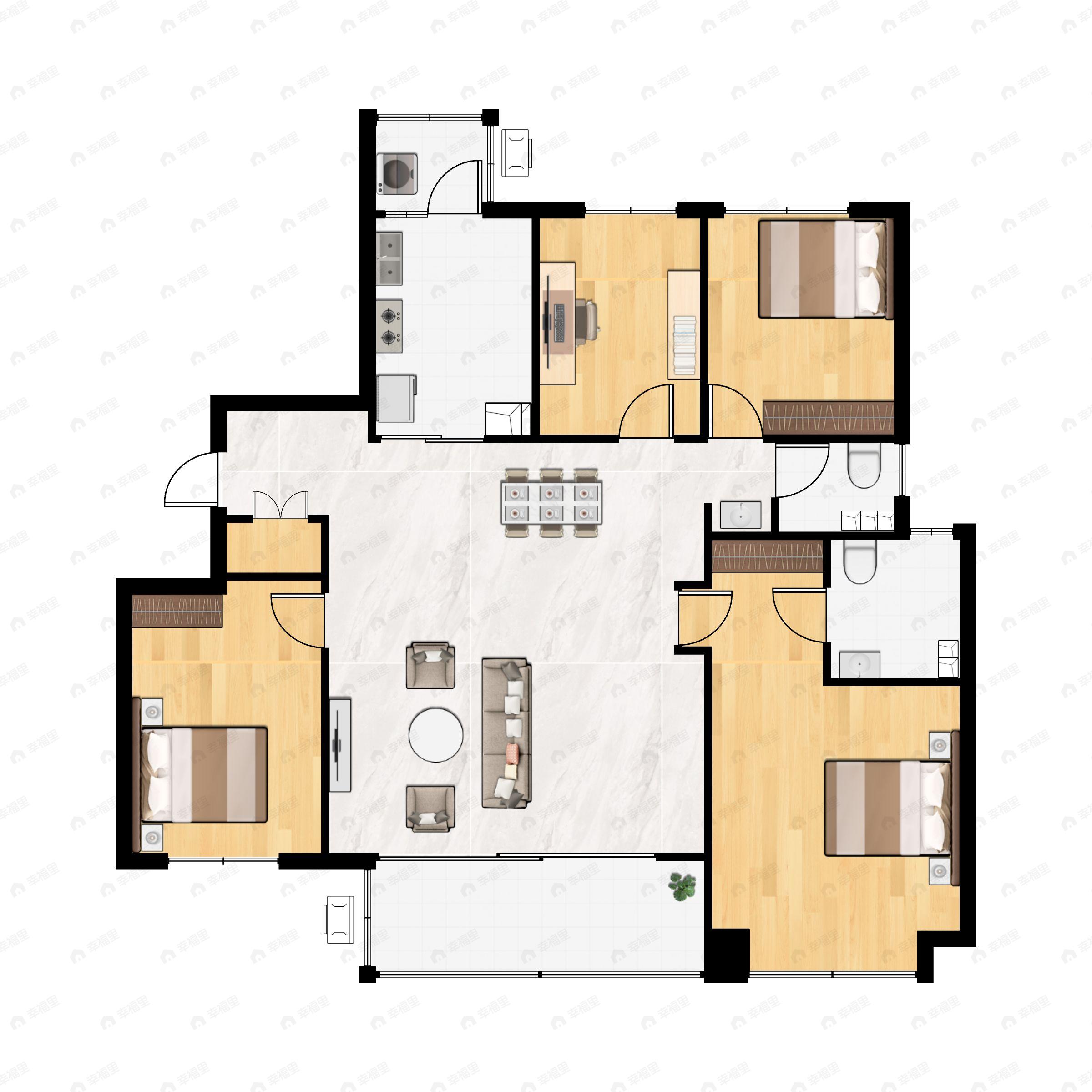 4室2厅2卫建面142平户型图